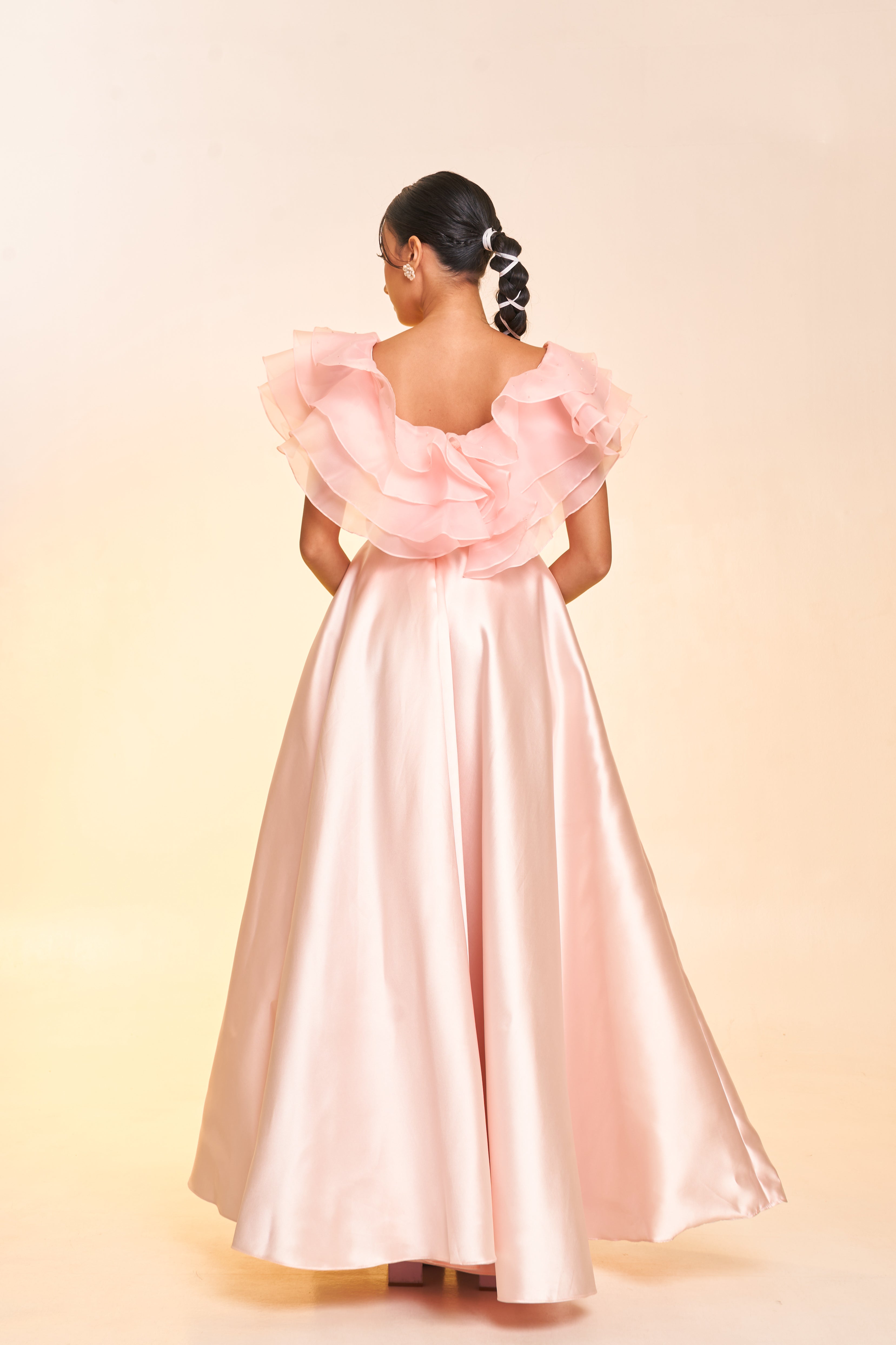 Ruffled Off Shoulder Gown