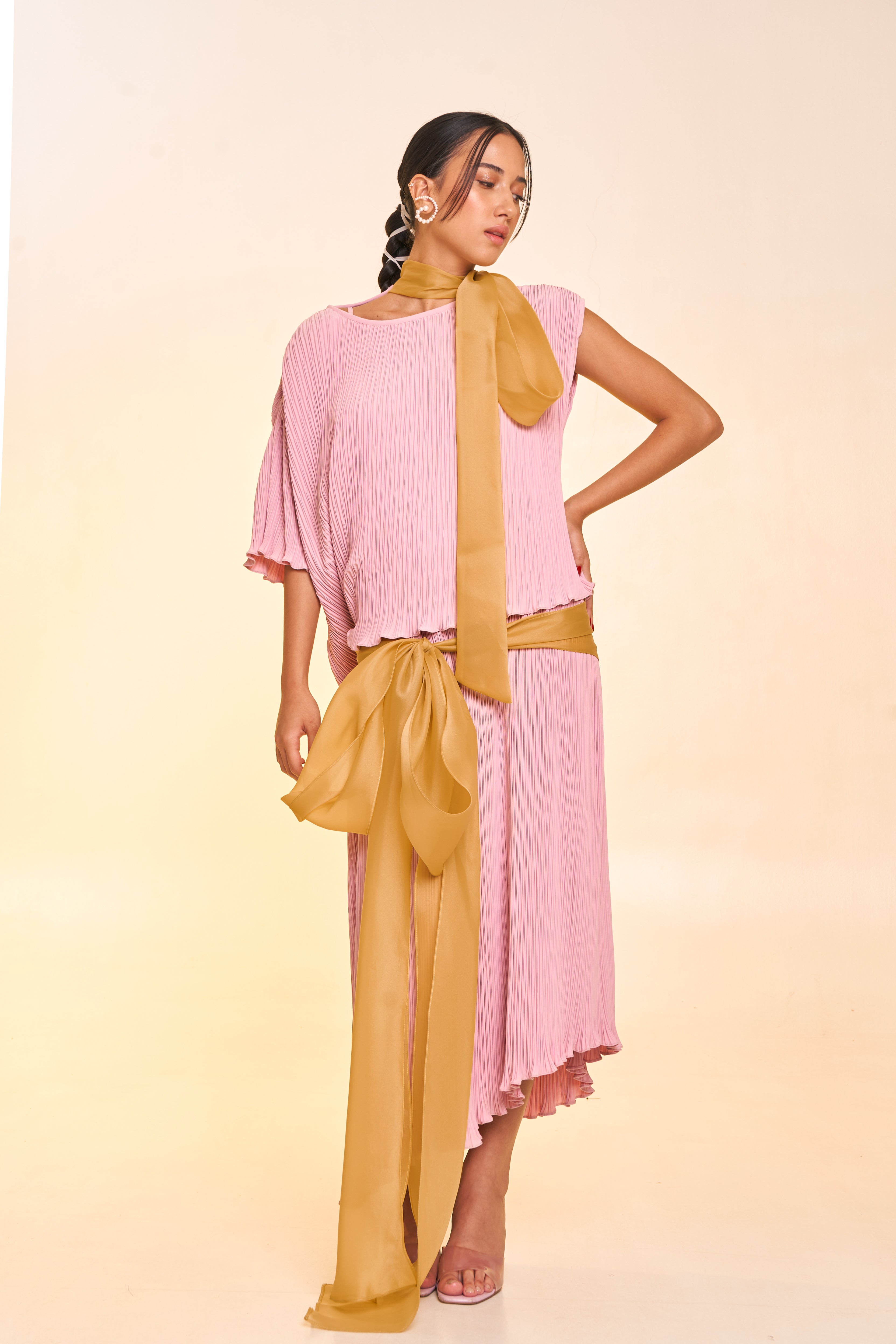 Ciccone Pleated Dress and Cover-Up Set
