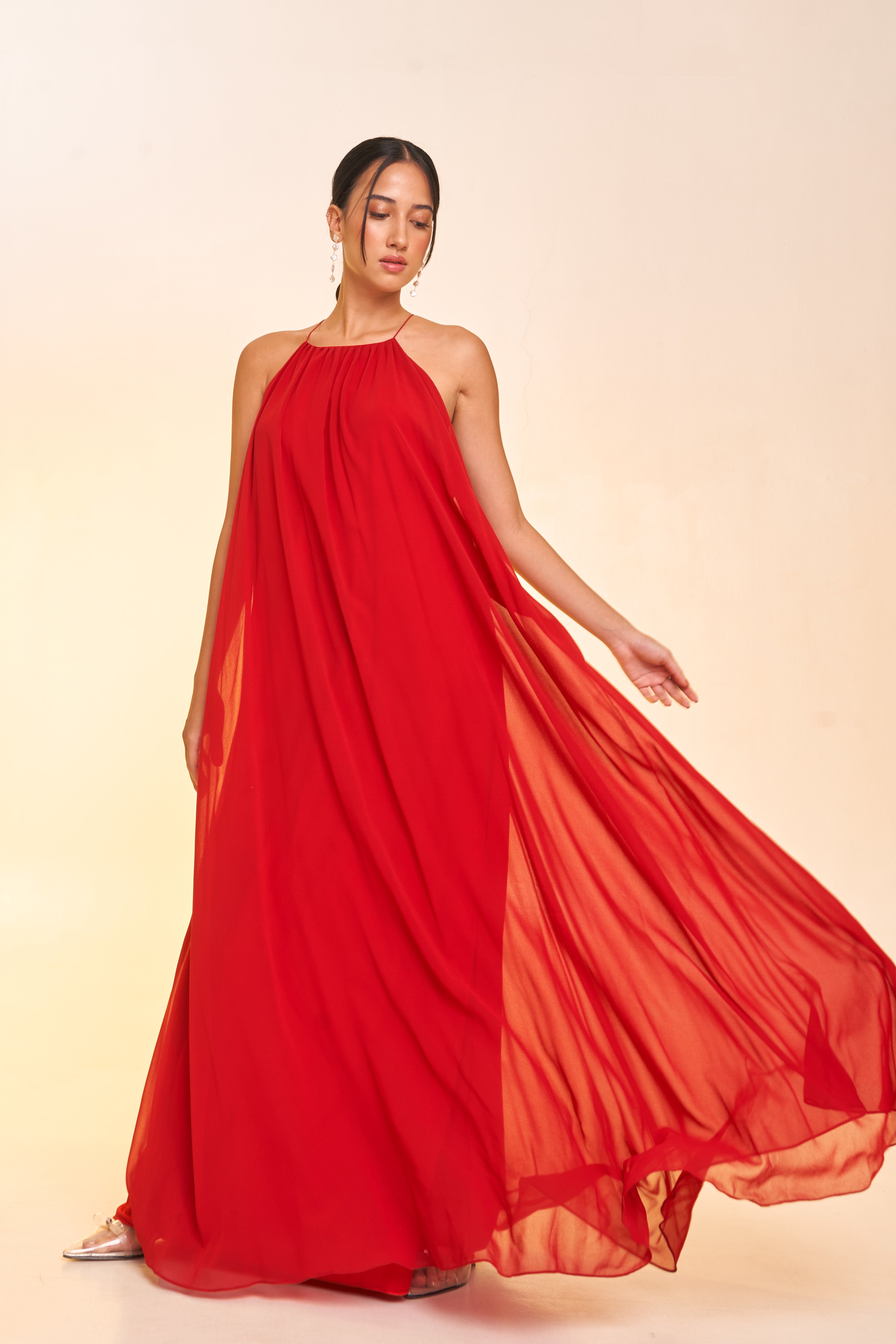 Red Chiffon Tent Dress