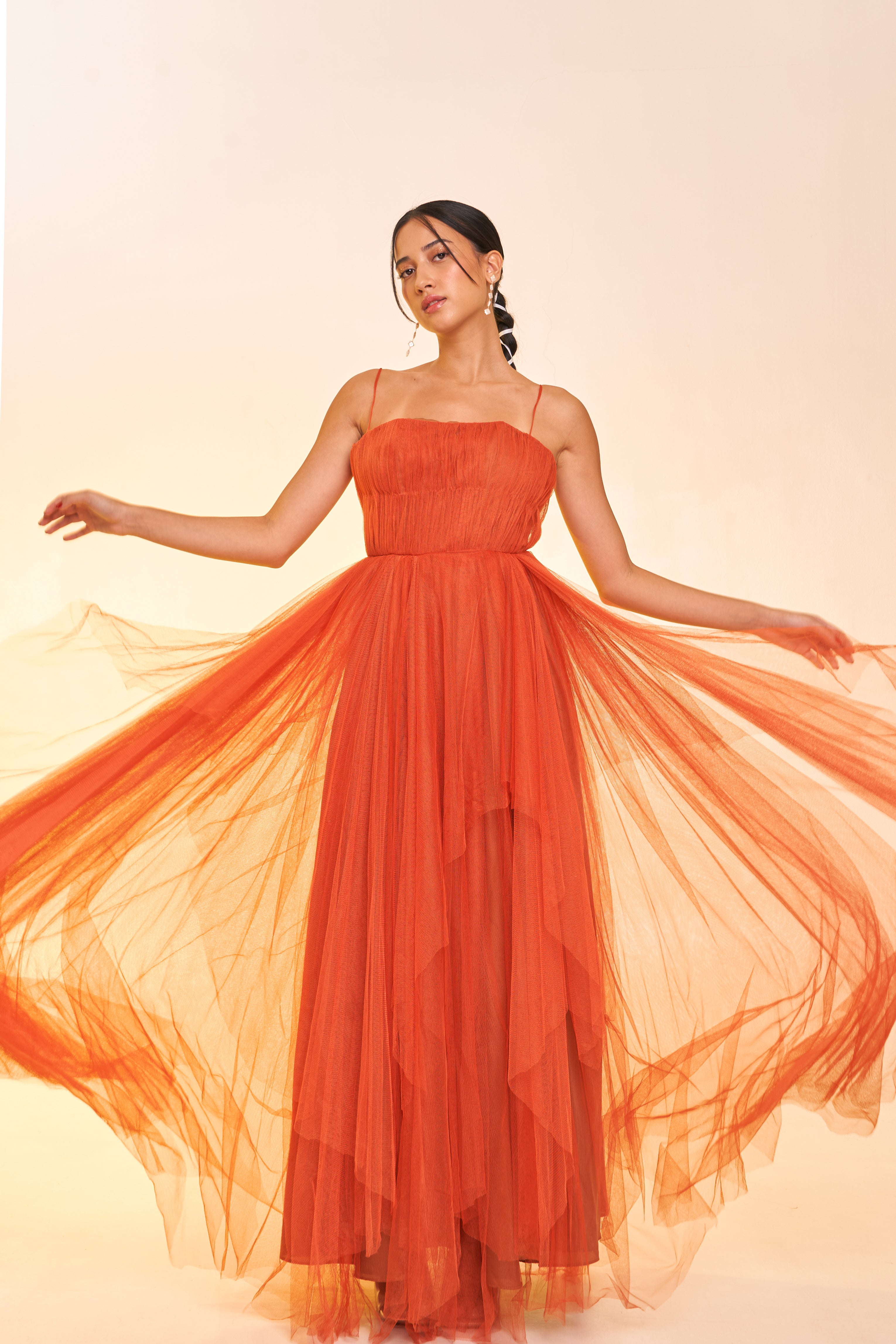 Orange Tulle Gown