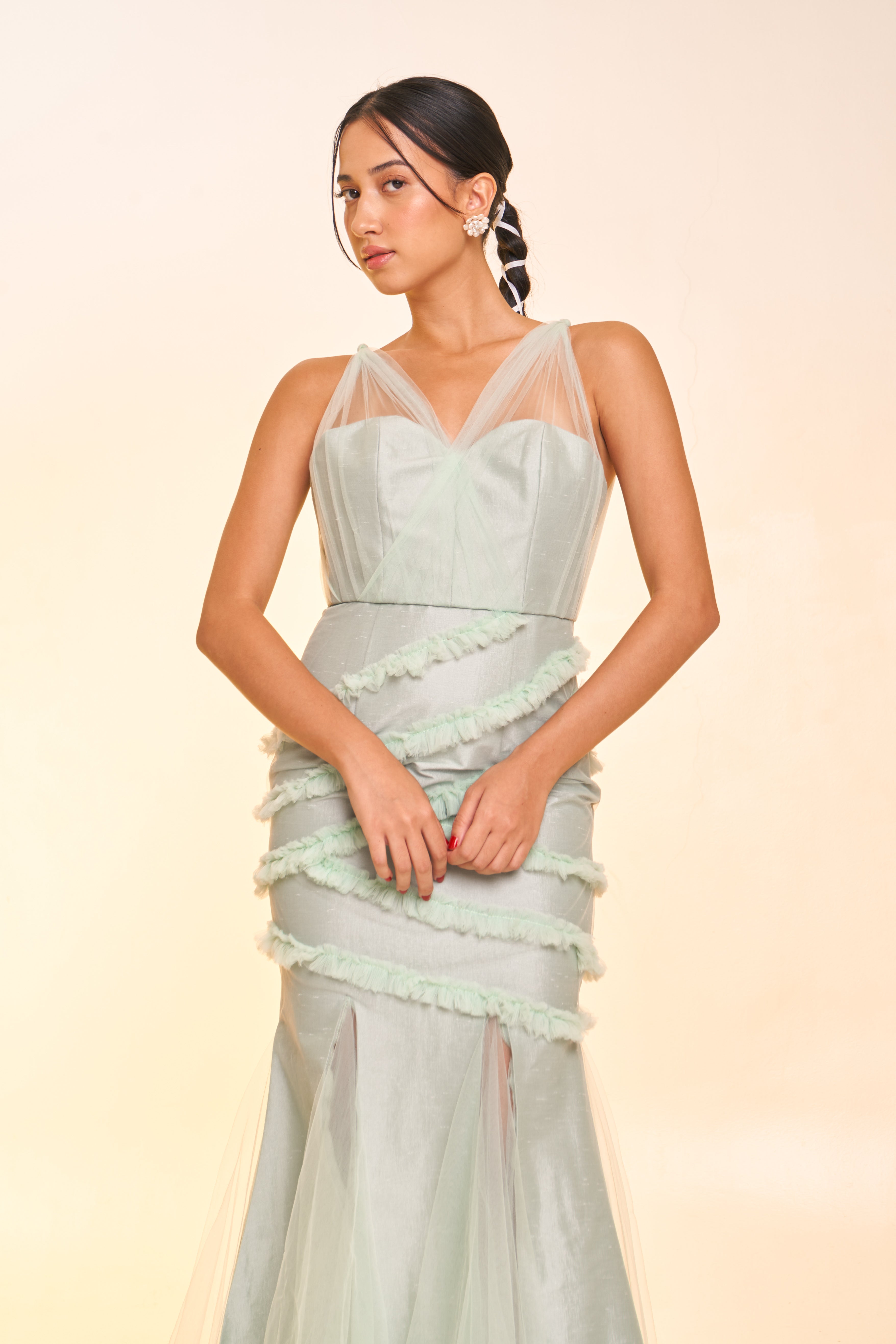 Seafoam Tulle Gown