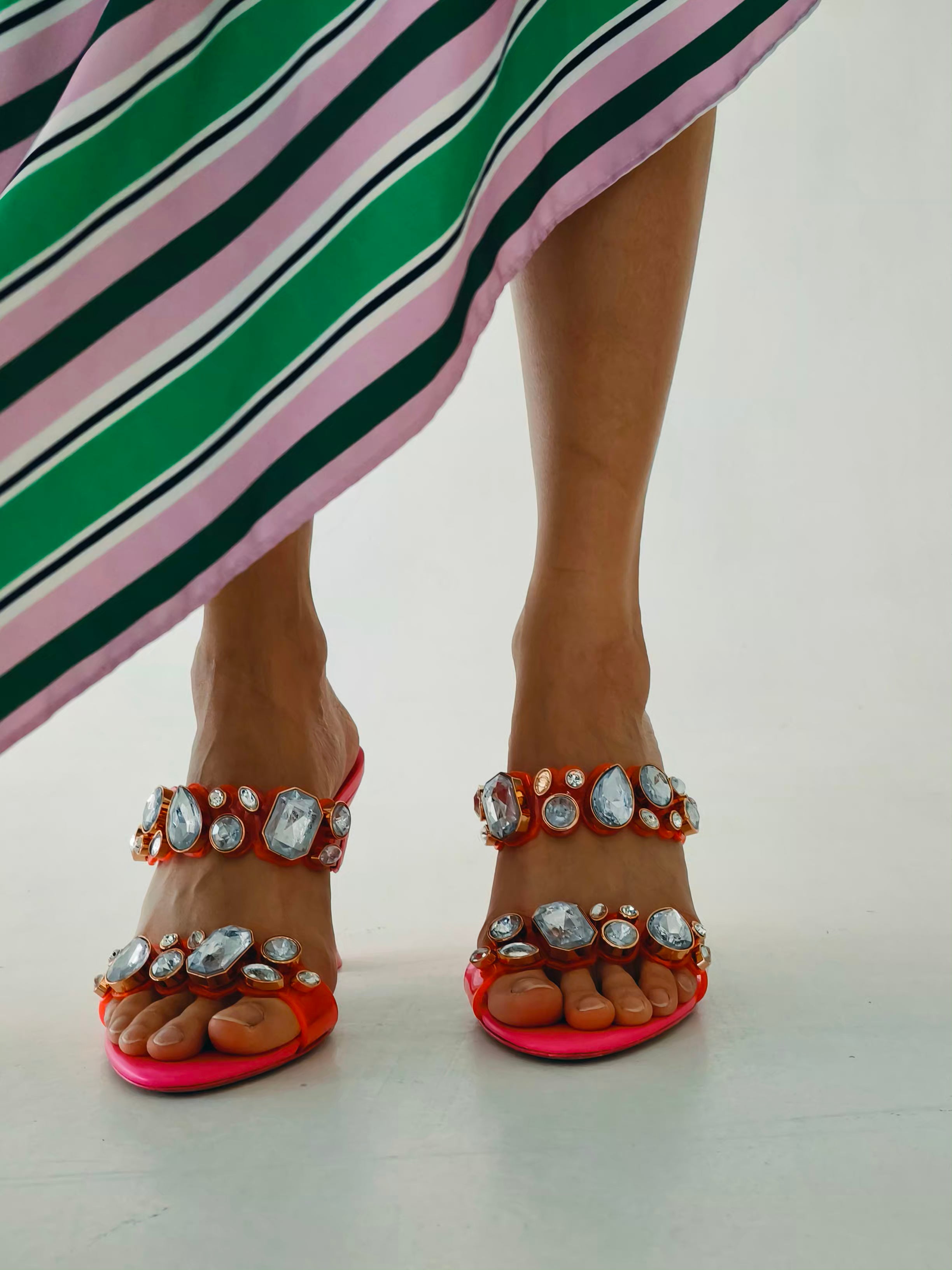 Fuchsia Studded Mules