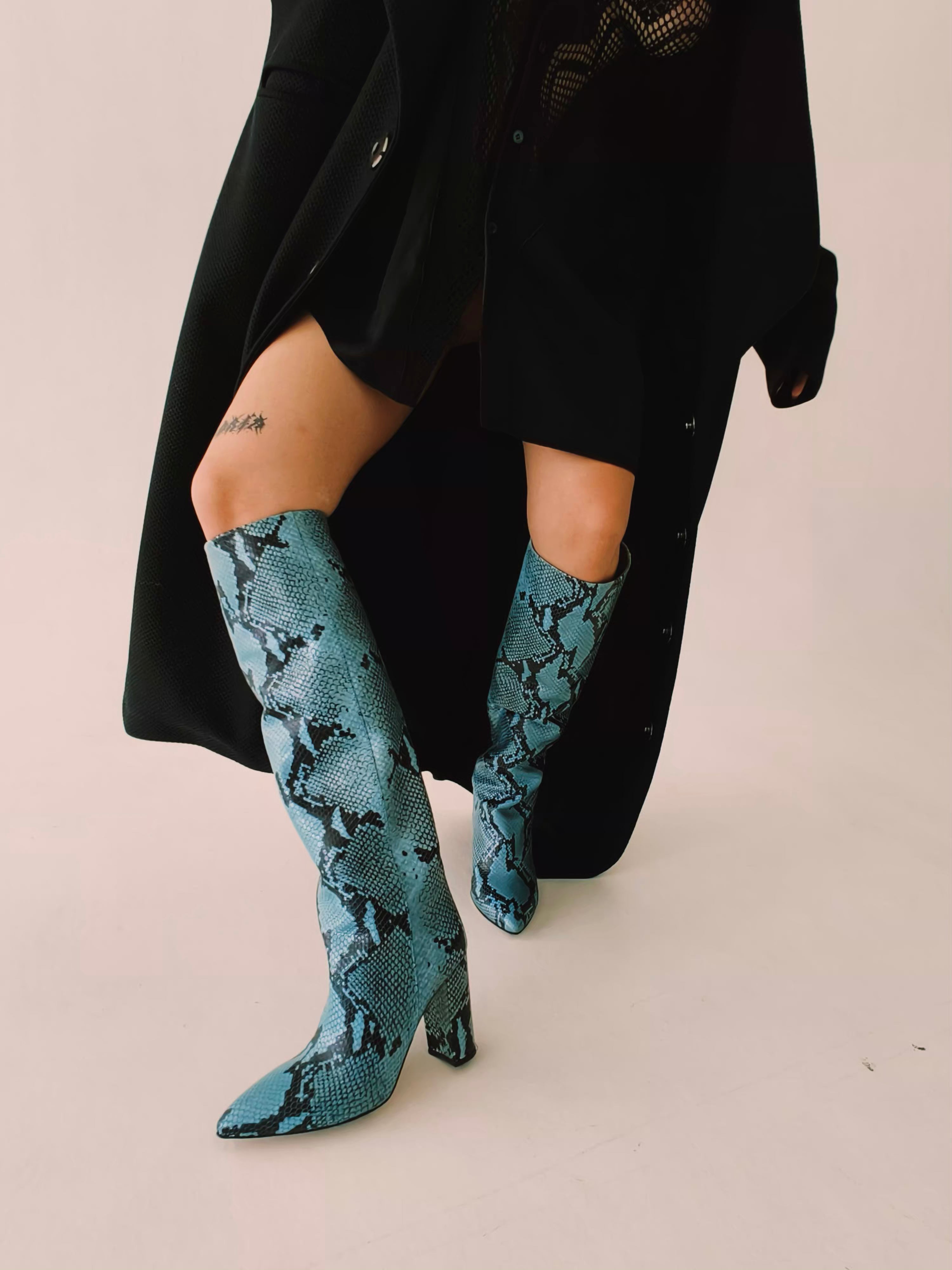 Faux Leather Knee-High Boots