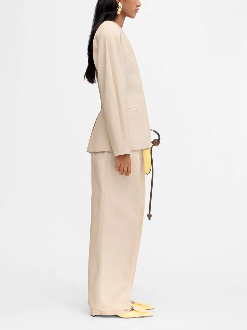 Beige Ovalo Blazer and Pants Set