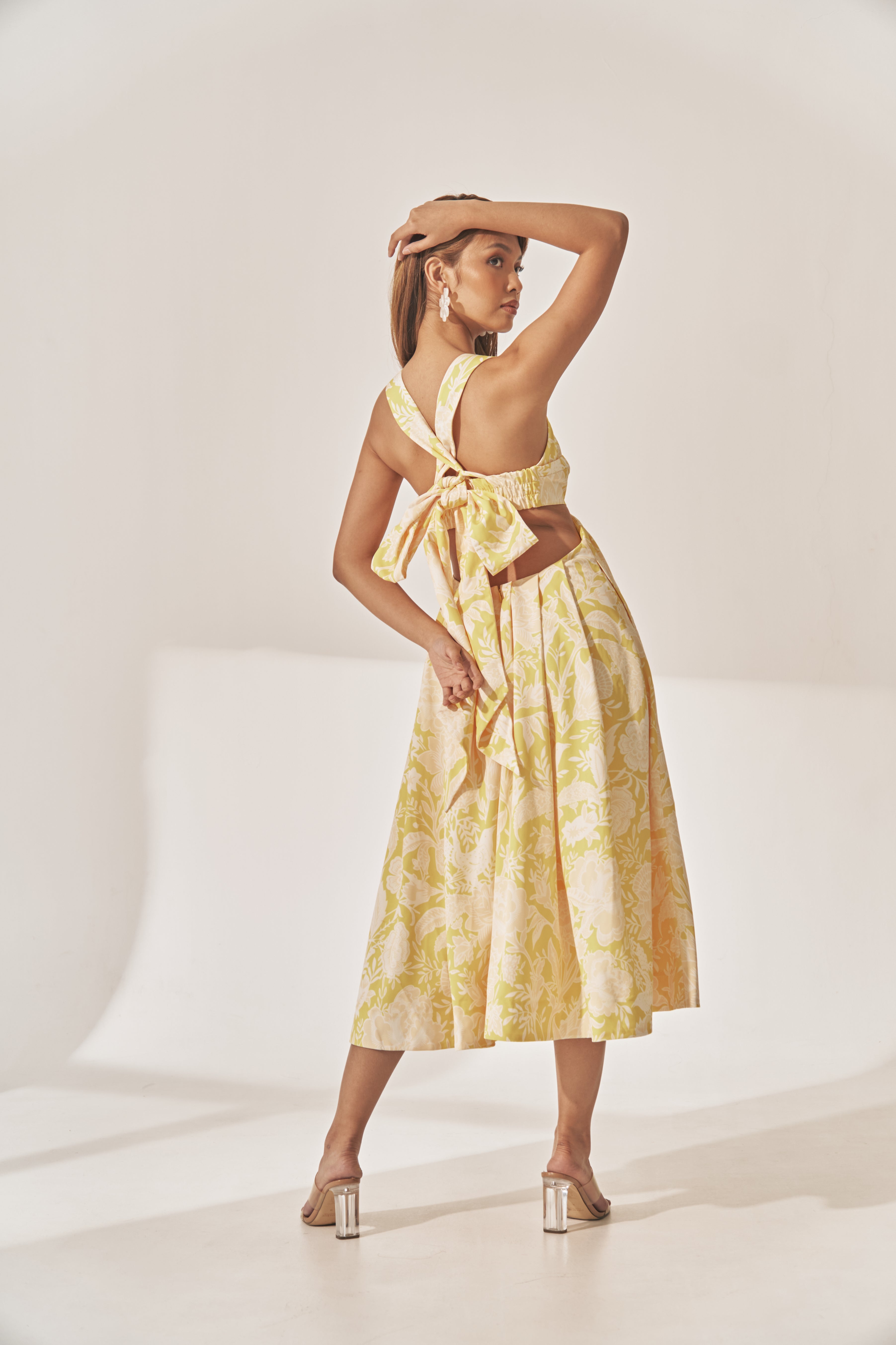 Yellow Floral Midi Dress