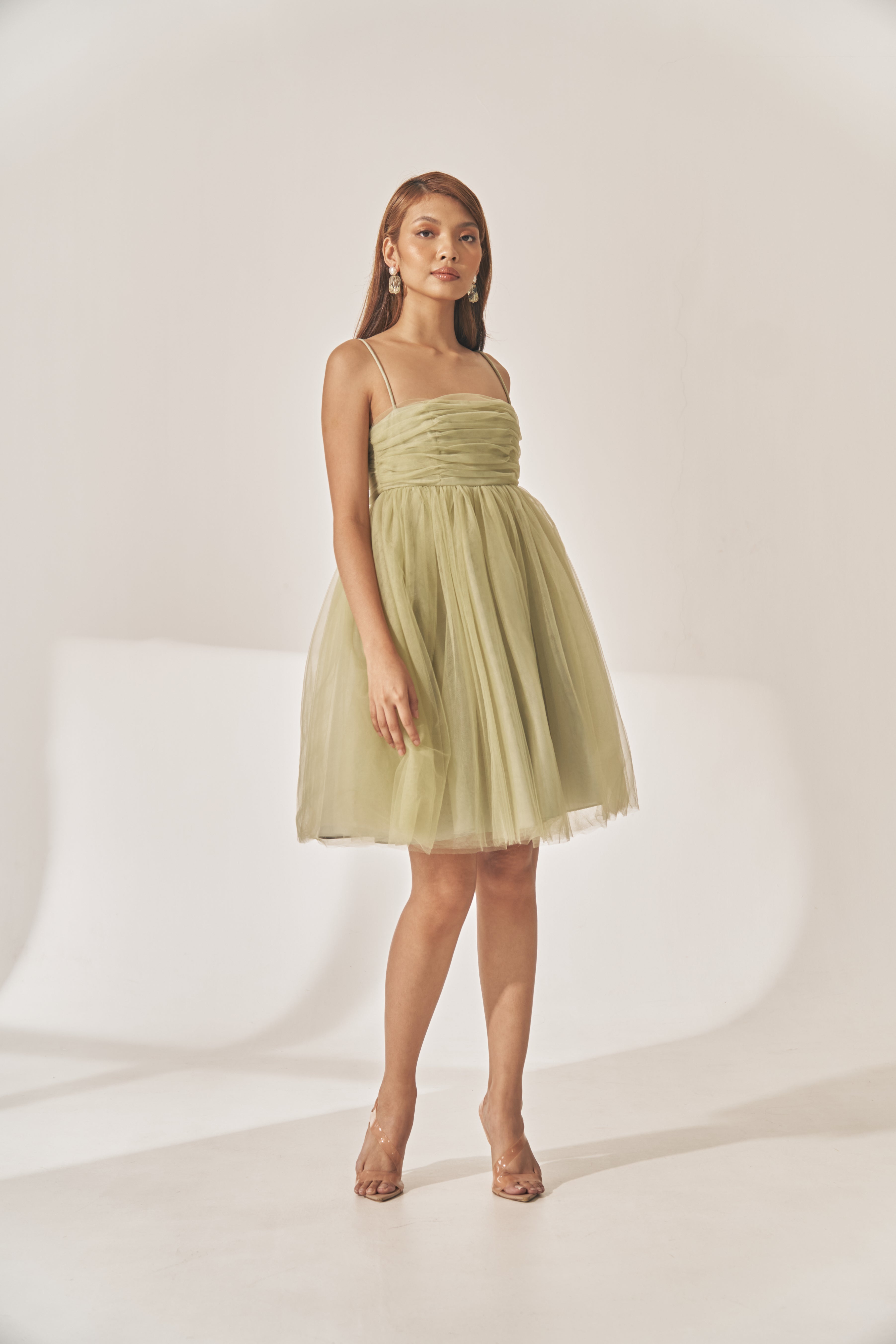 Sage Green Tulle Babydoll Dress