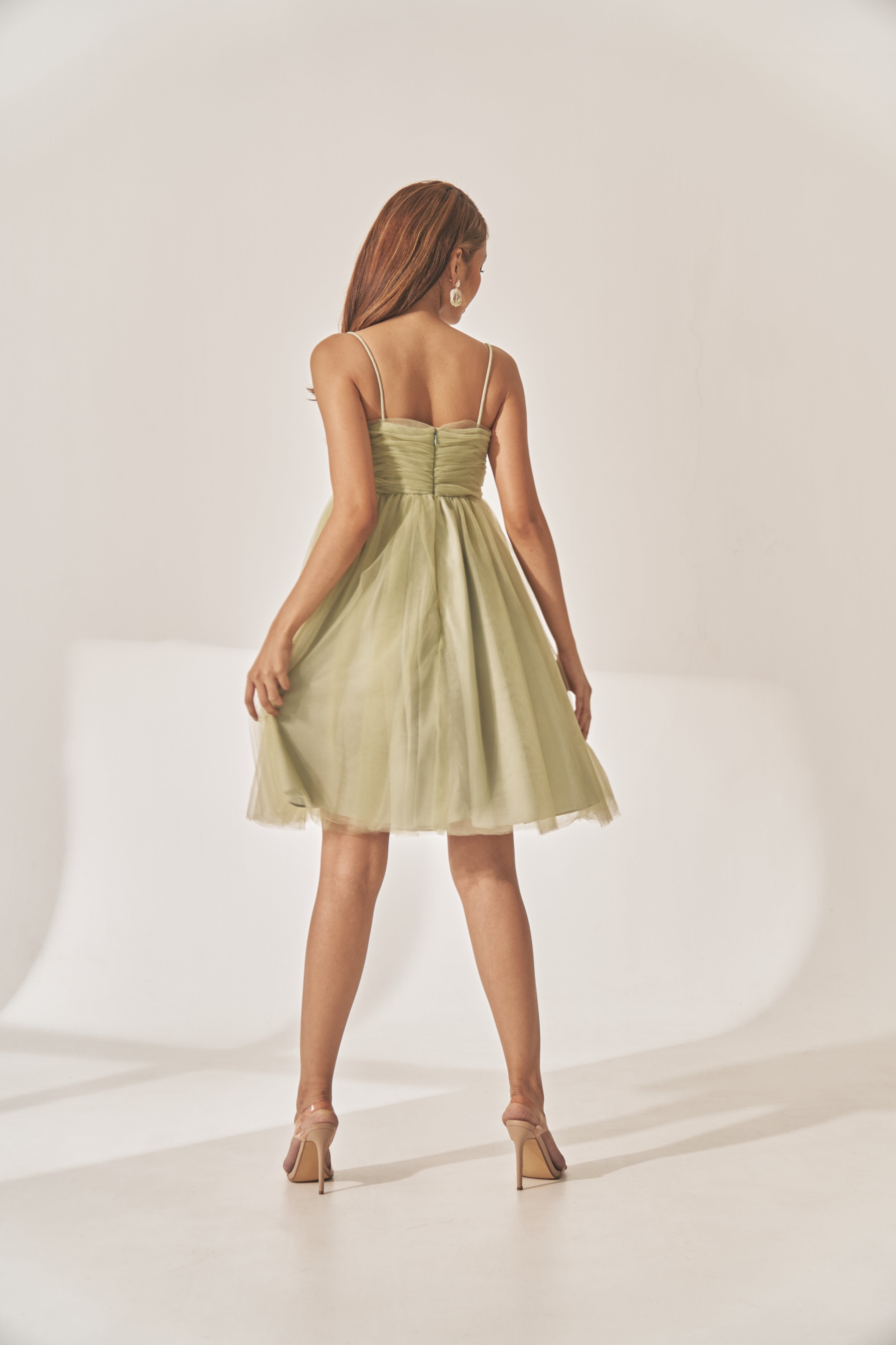 Sage Green Tulle Babydoll Dress