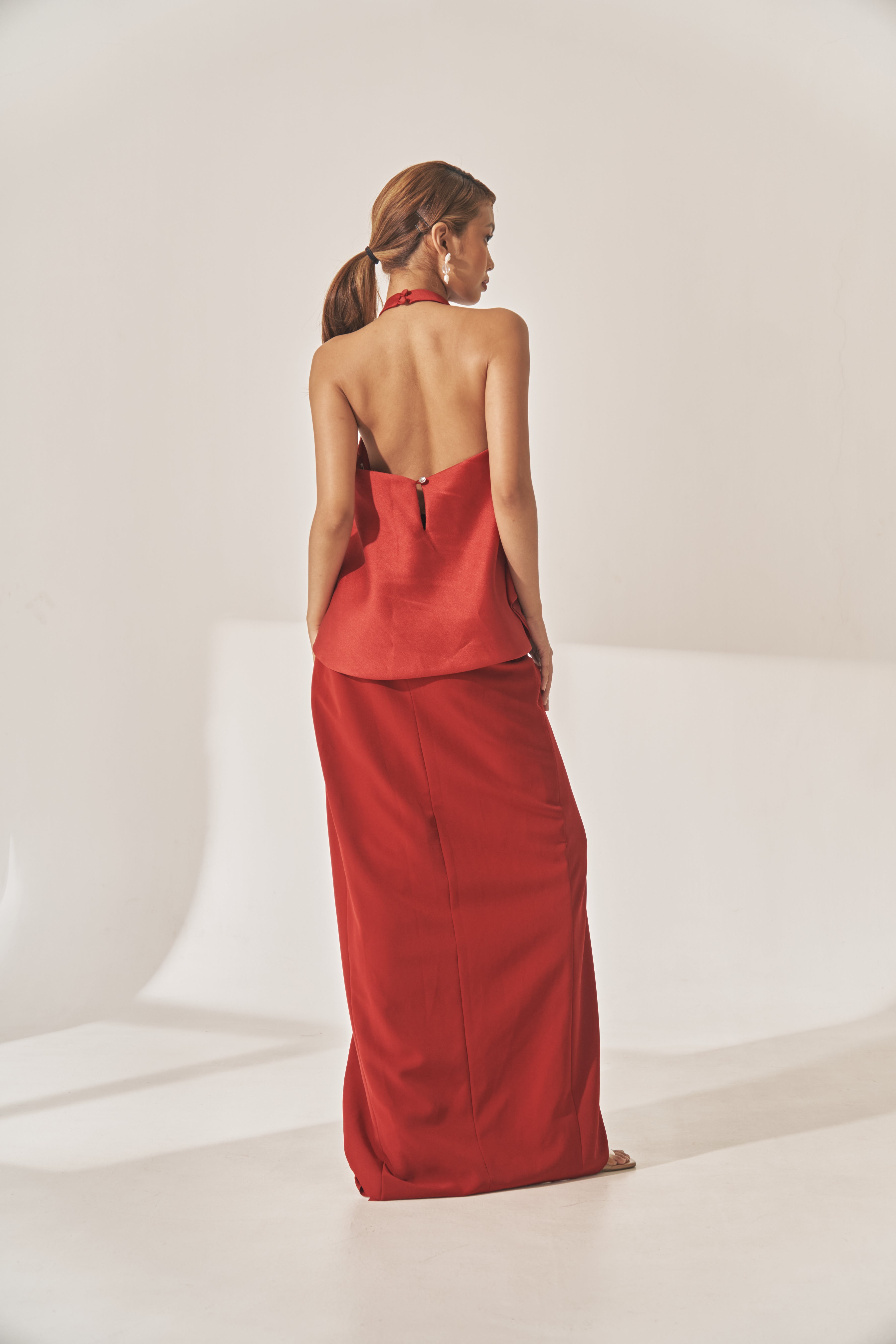 Red Flower Halter Top