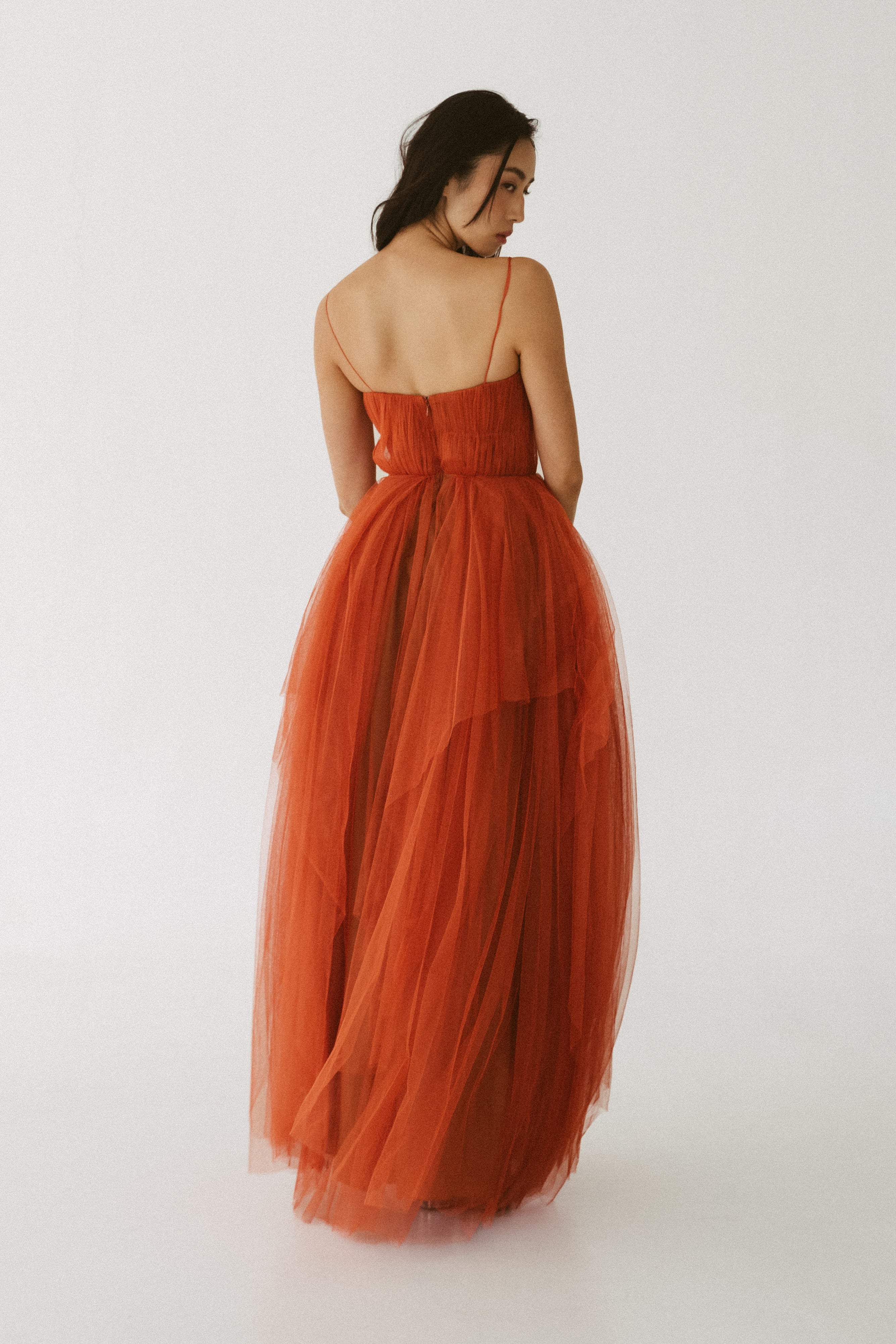 Orange Tulle Gown