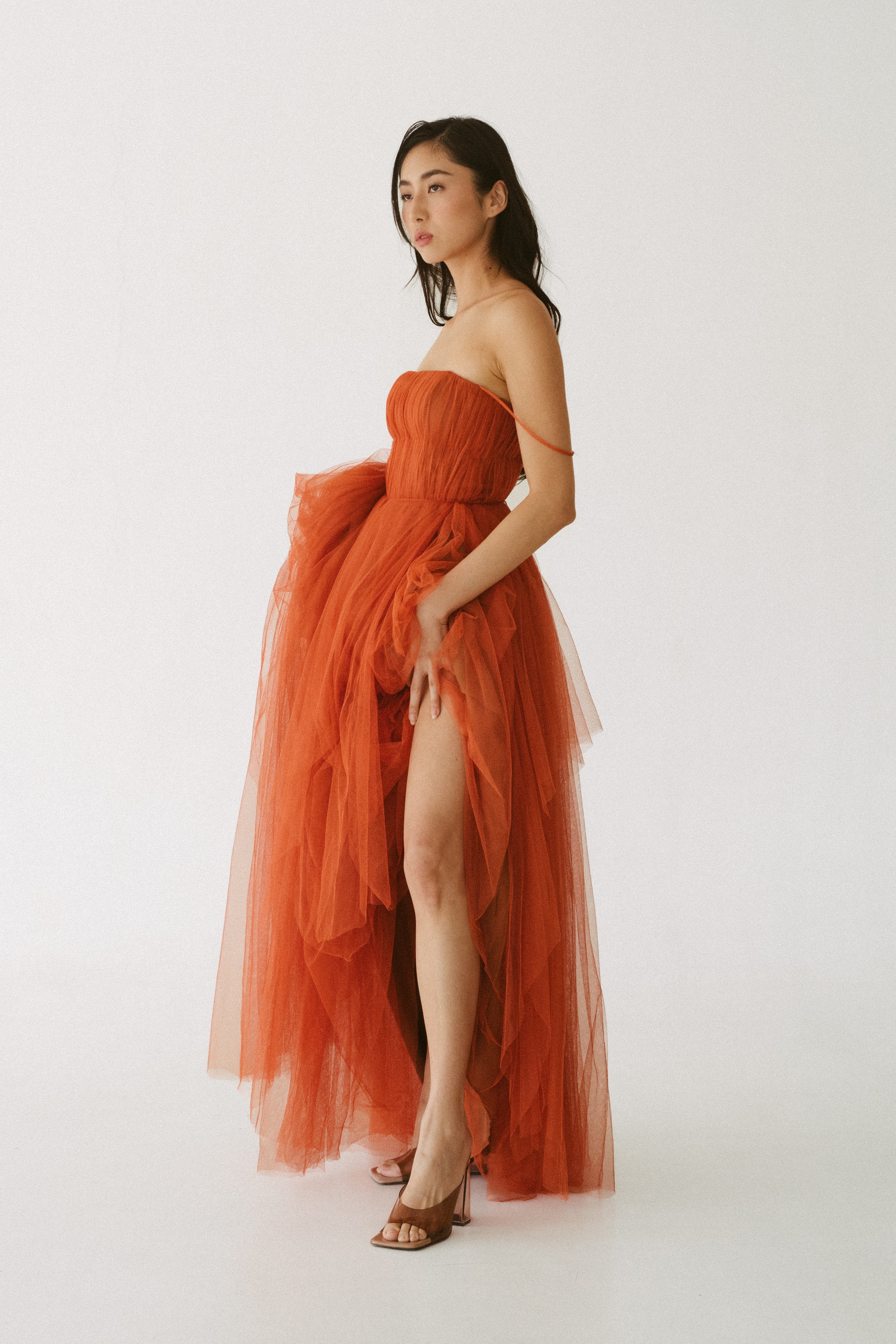 Orange Tulle Gown