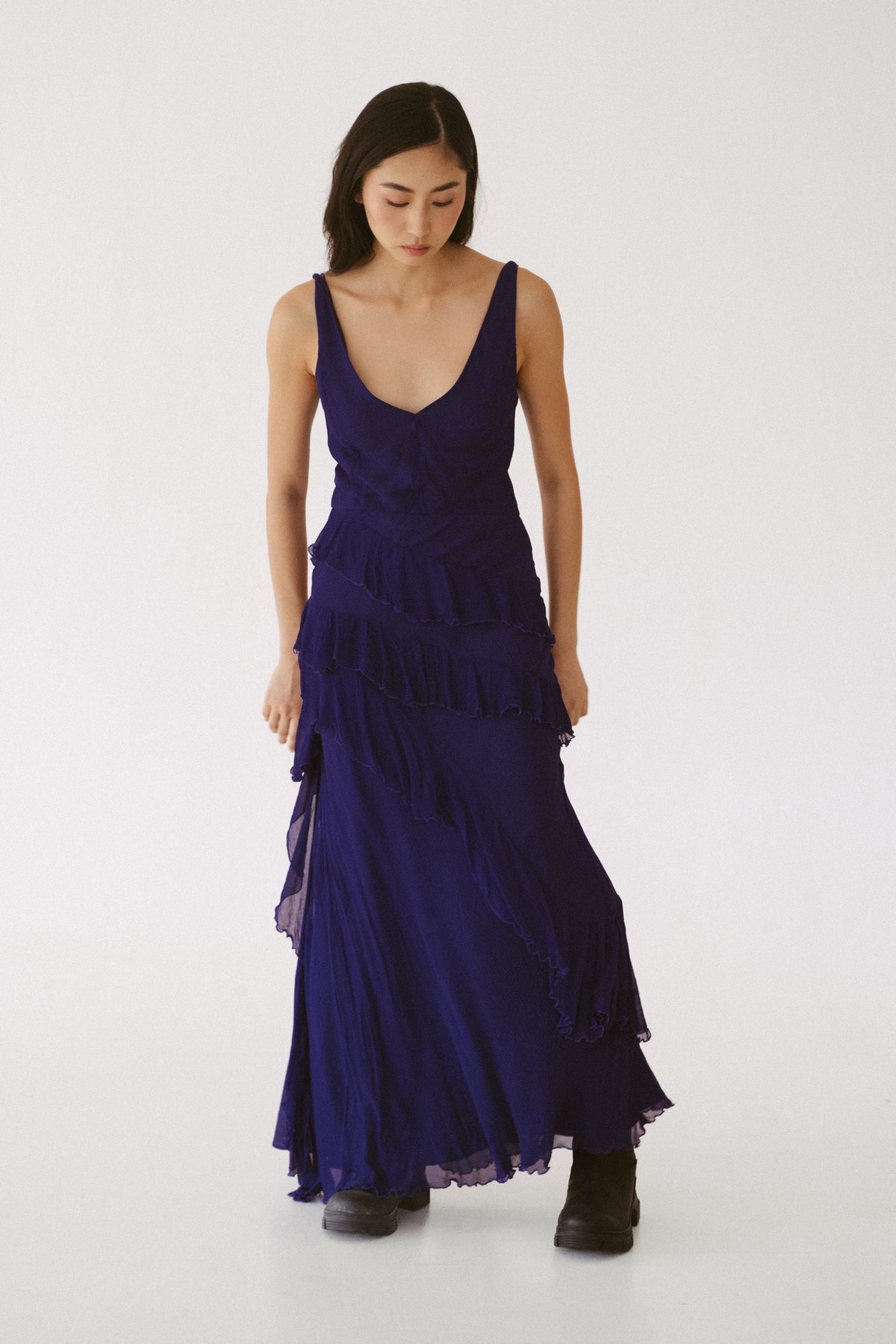 Jiyara Purple Multi-Tier Dress