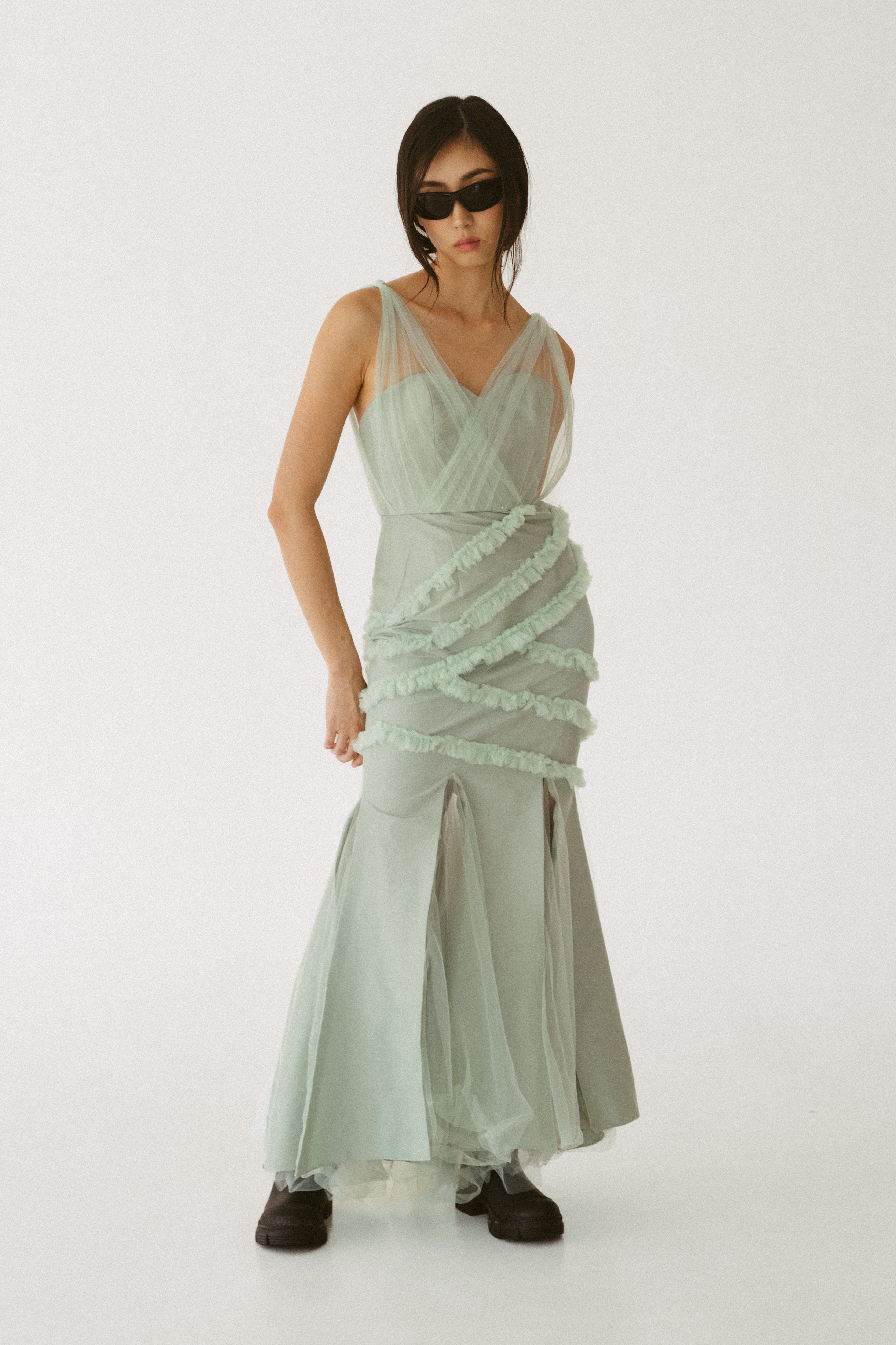 Seafoam Tulle Gown