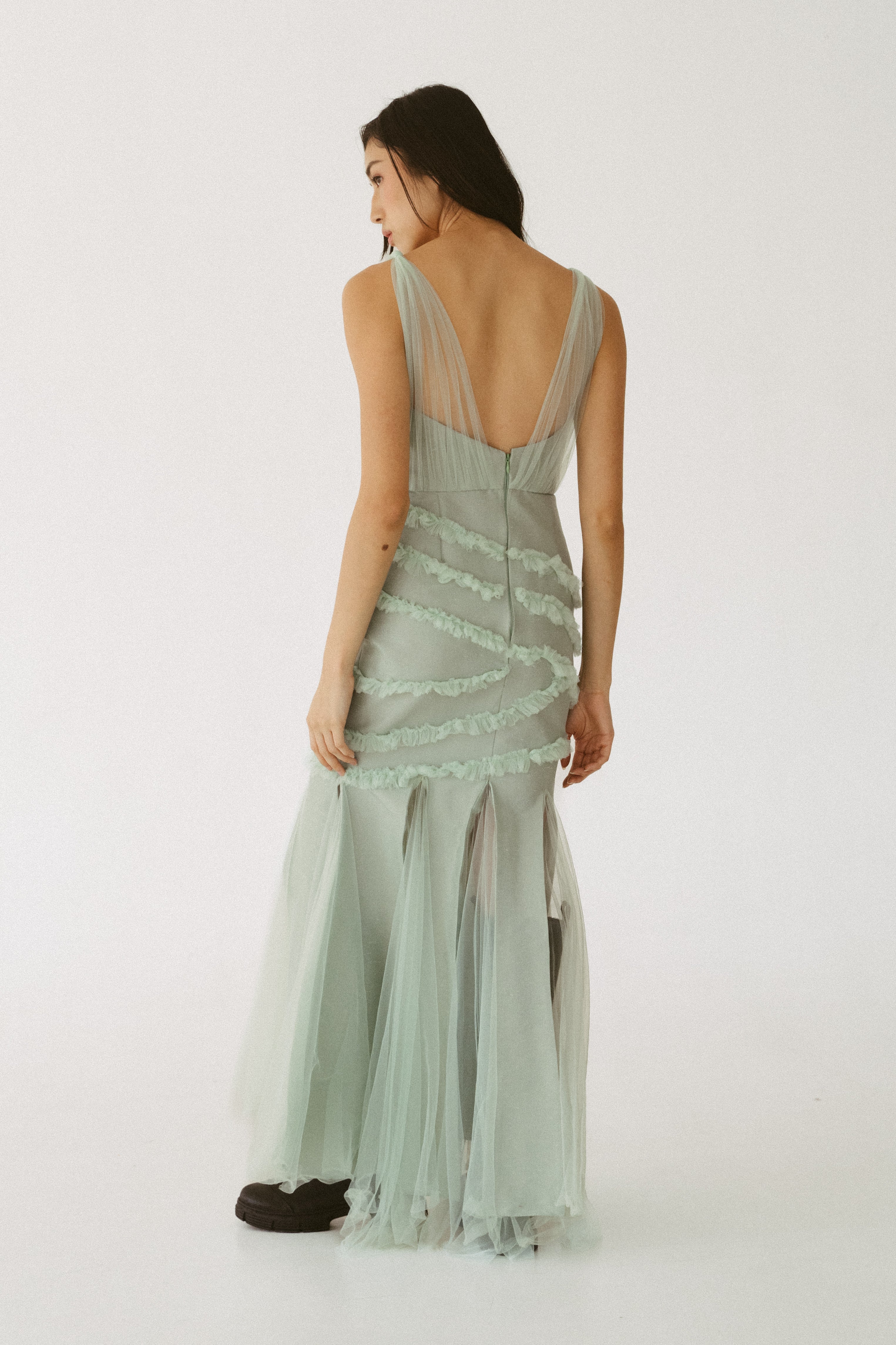 Seafoam Tulle Gown