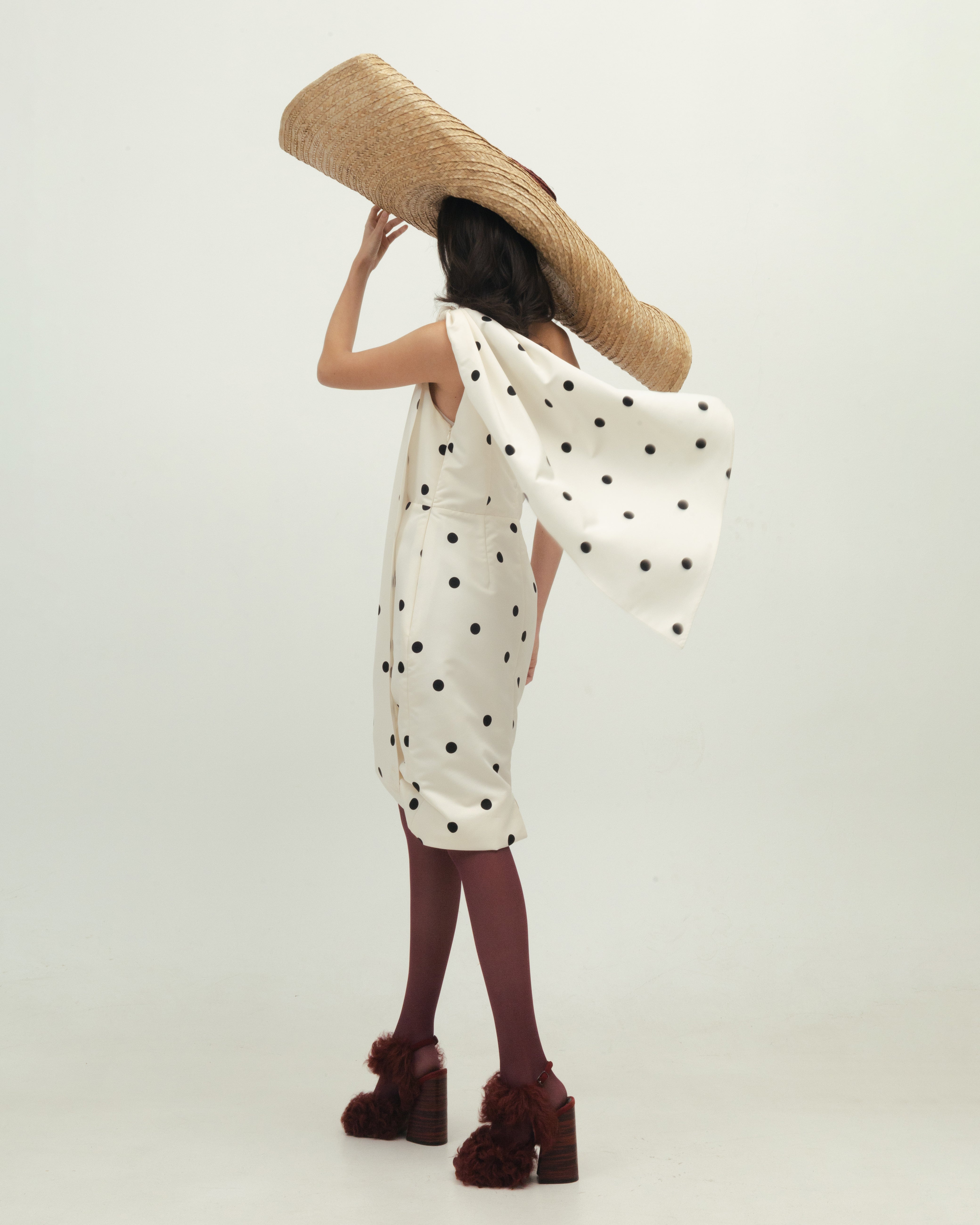 White Polka Dot One Shoulder Dress