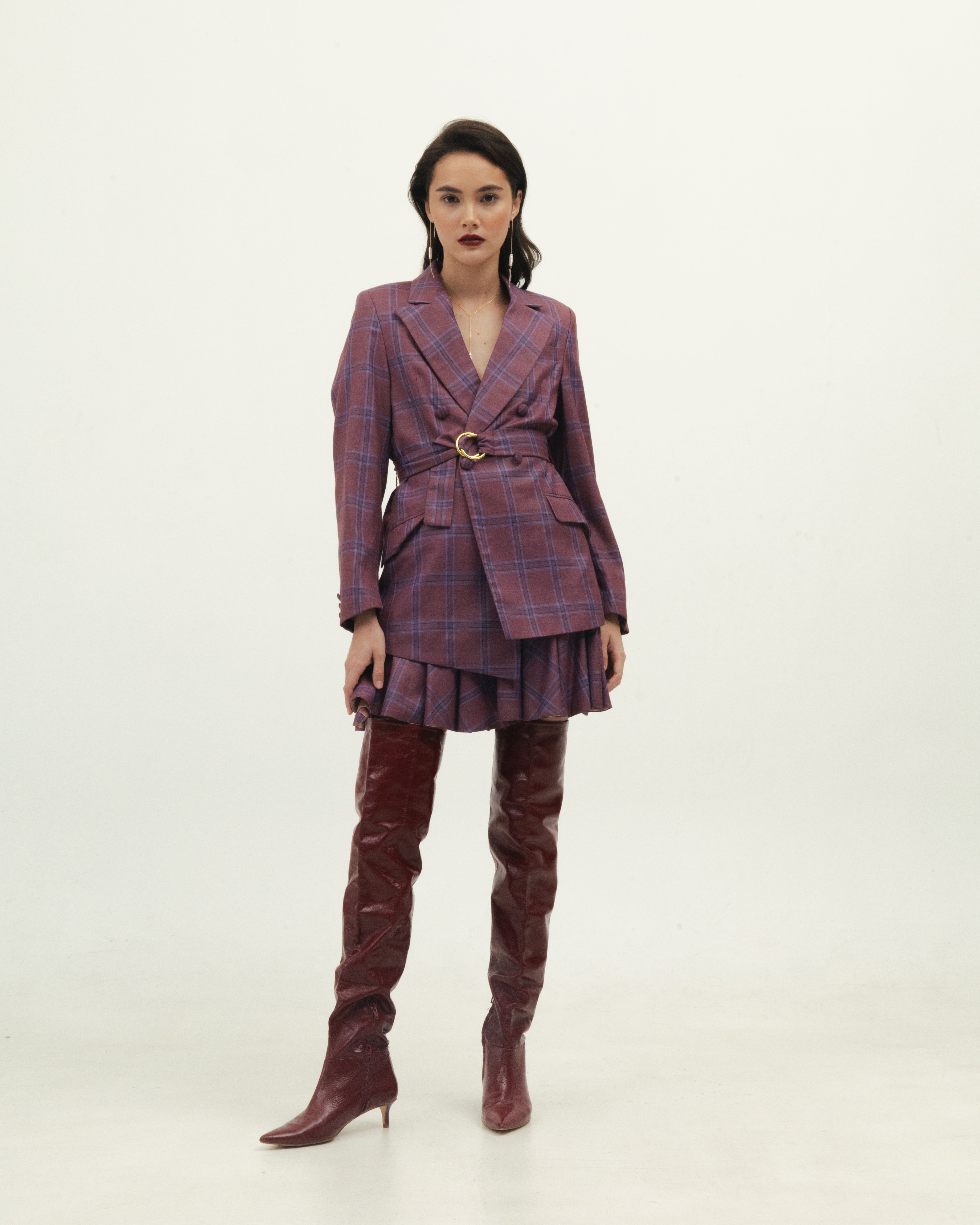 Purple Plaid Suit Set