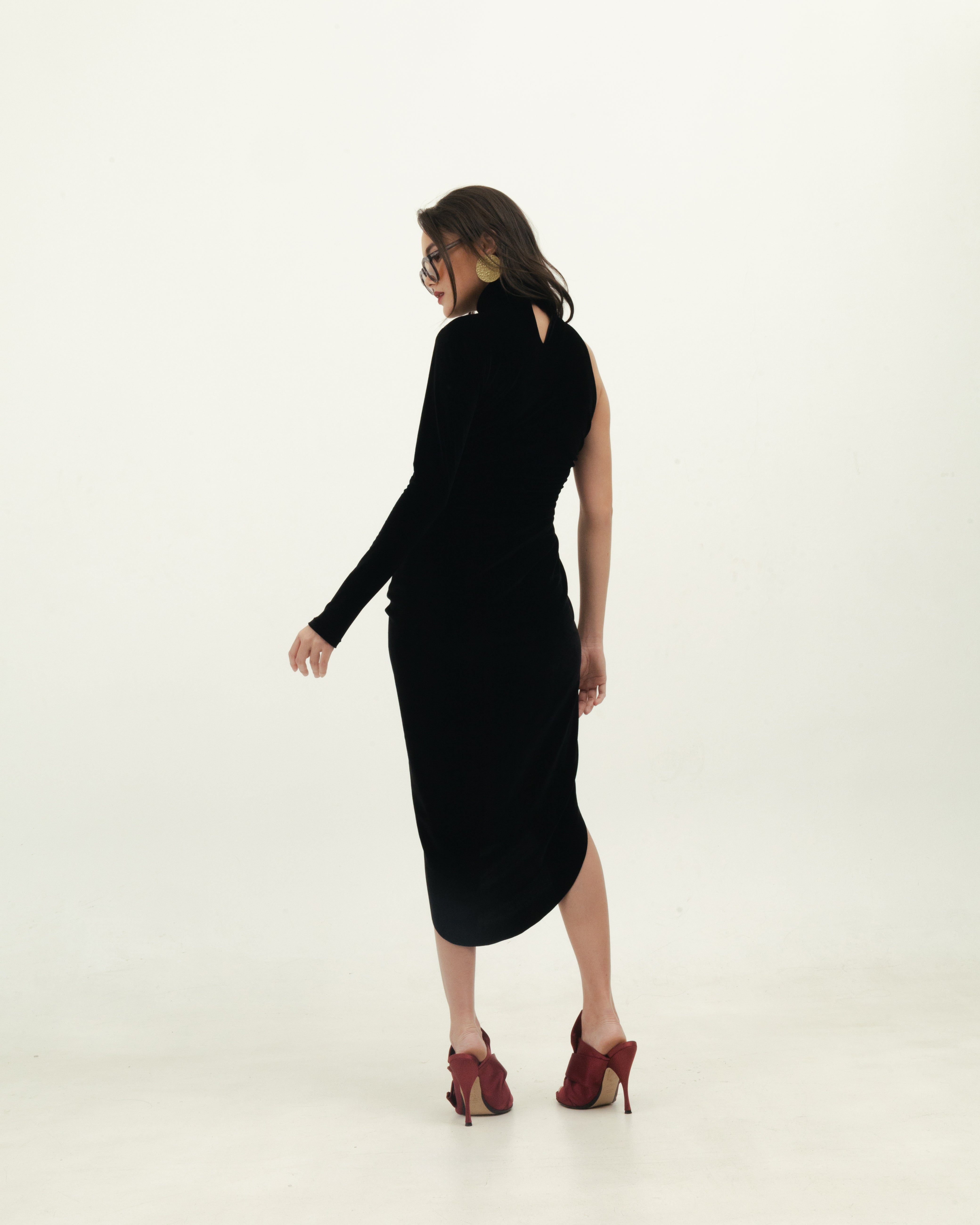 Black Velvet Long Sleeve Dress