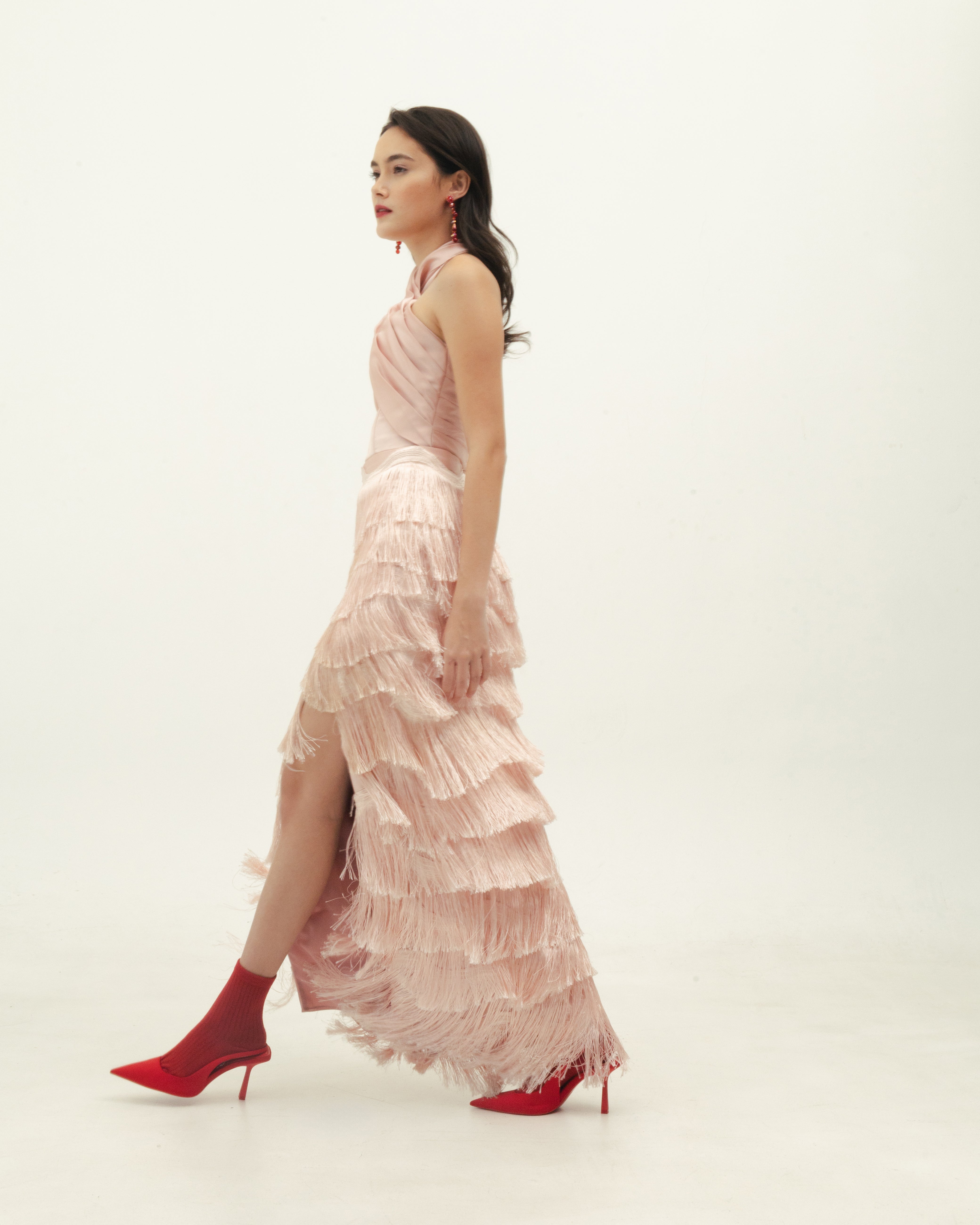 Pink Tiered Tassle Dress