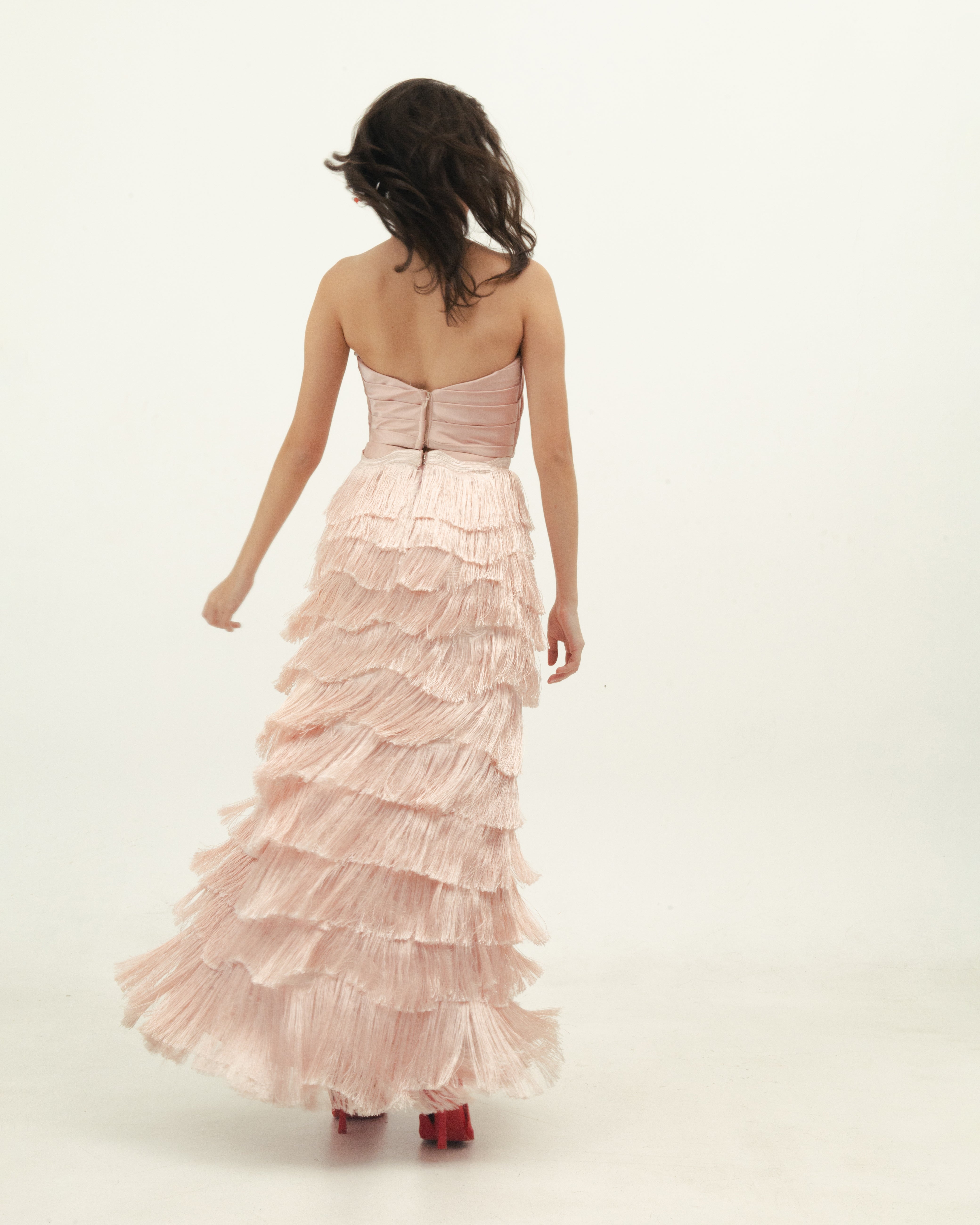 Pink Tiered Tassle Dress