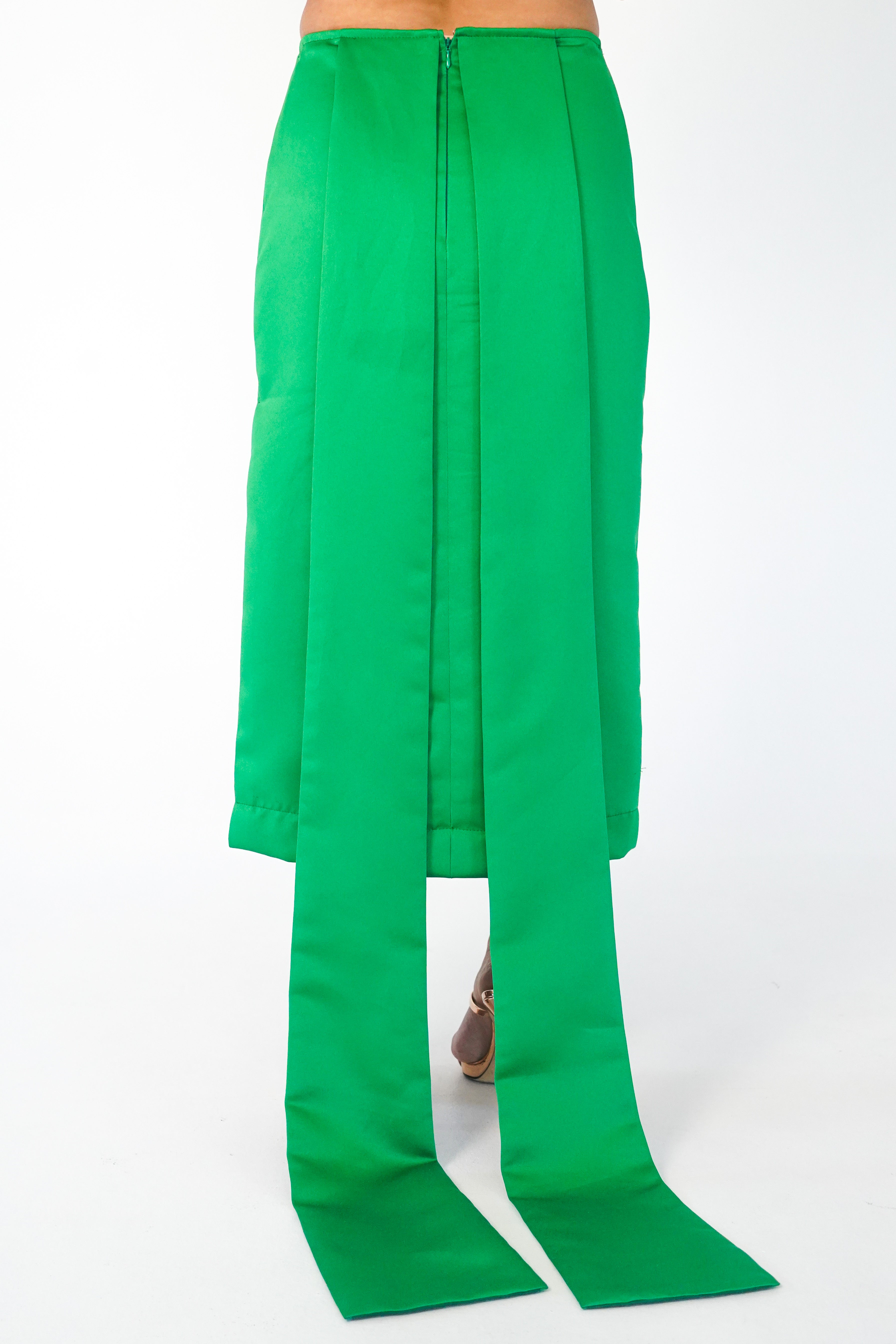 Pink Beaded Top and Green Skirt Set