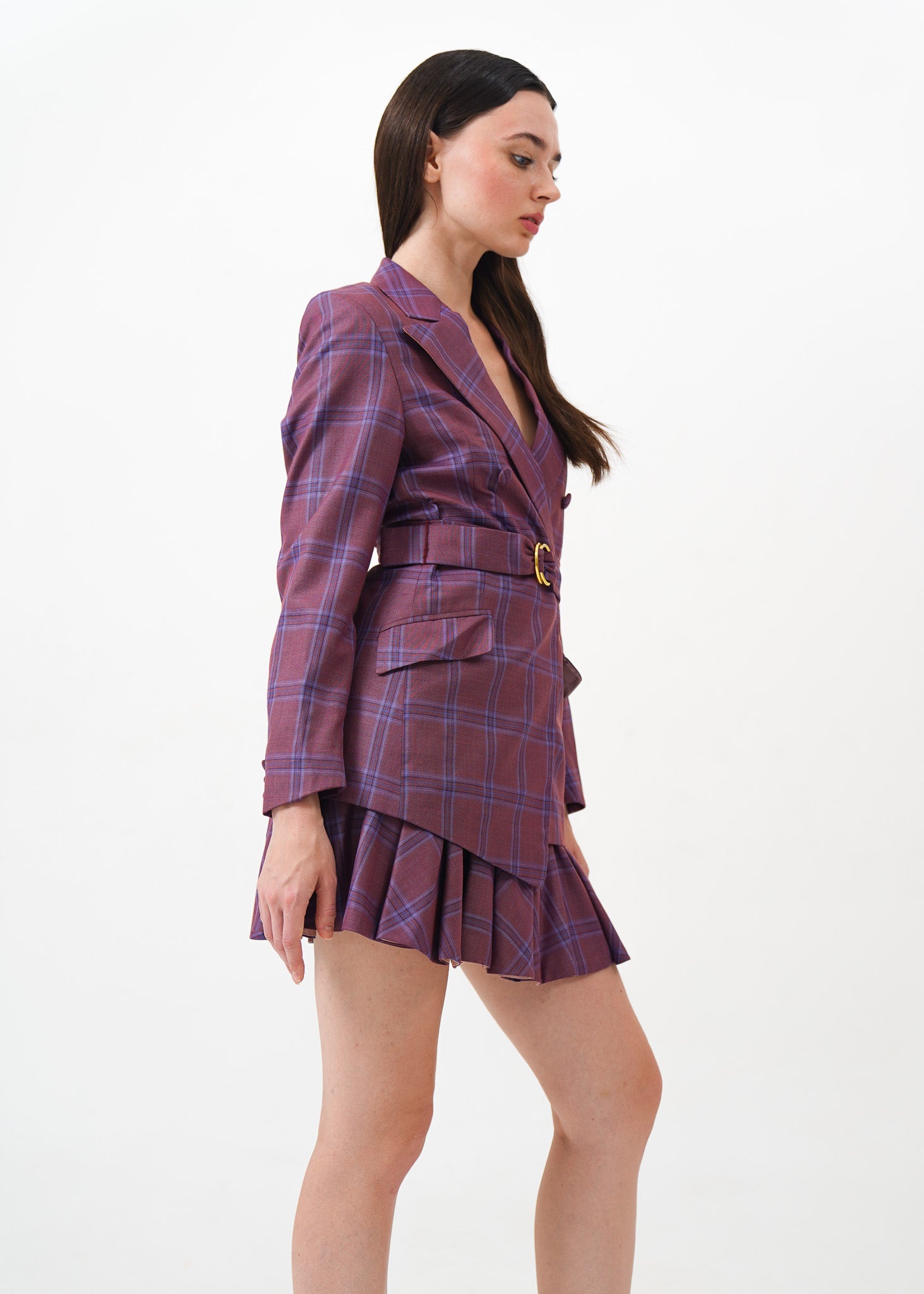 Purple Plaid Suit Set