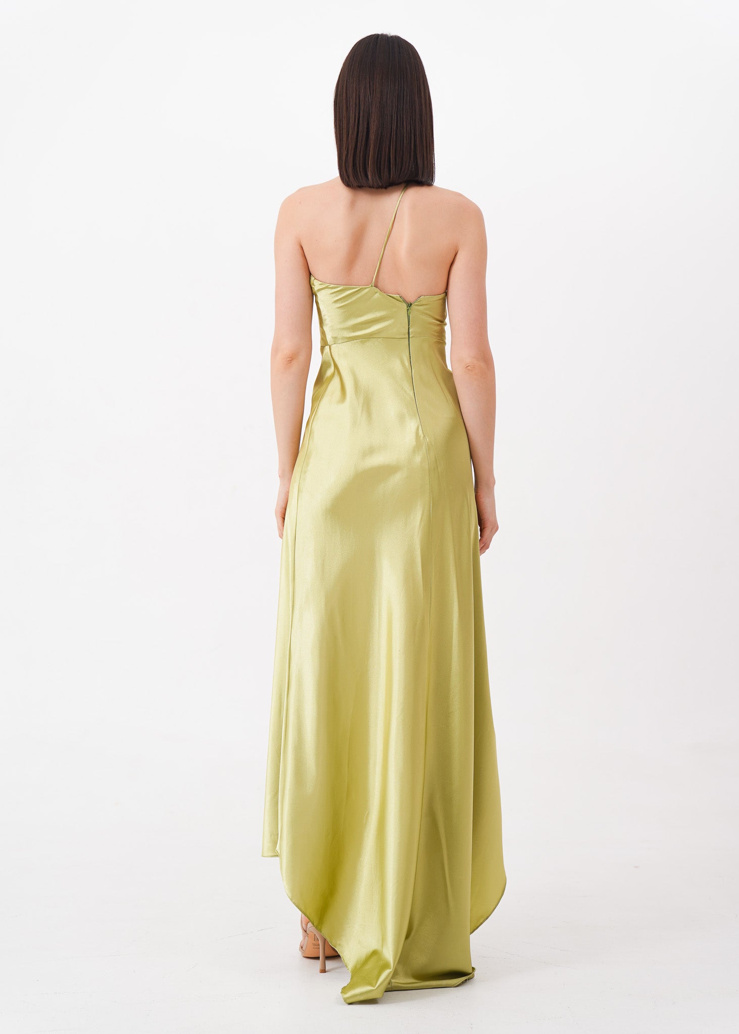 Lime Asymmetrical Silk Dress