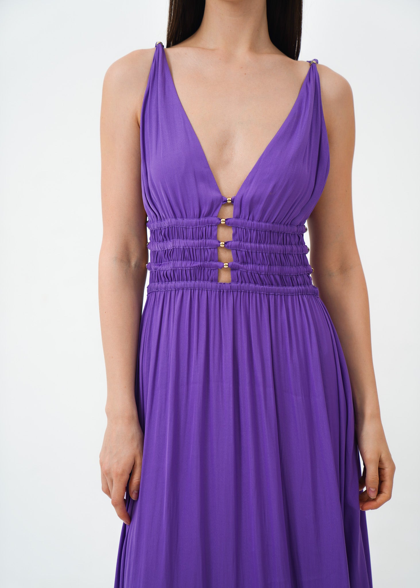 Purple Deep V Dress