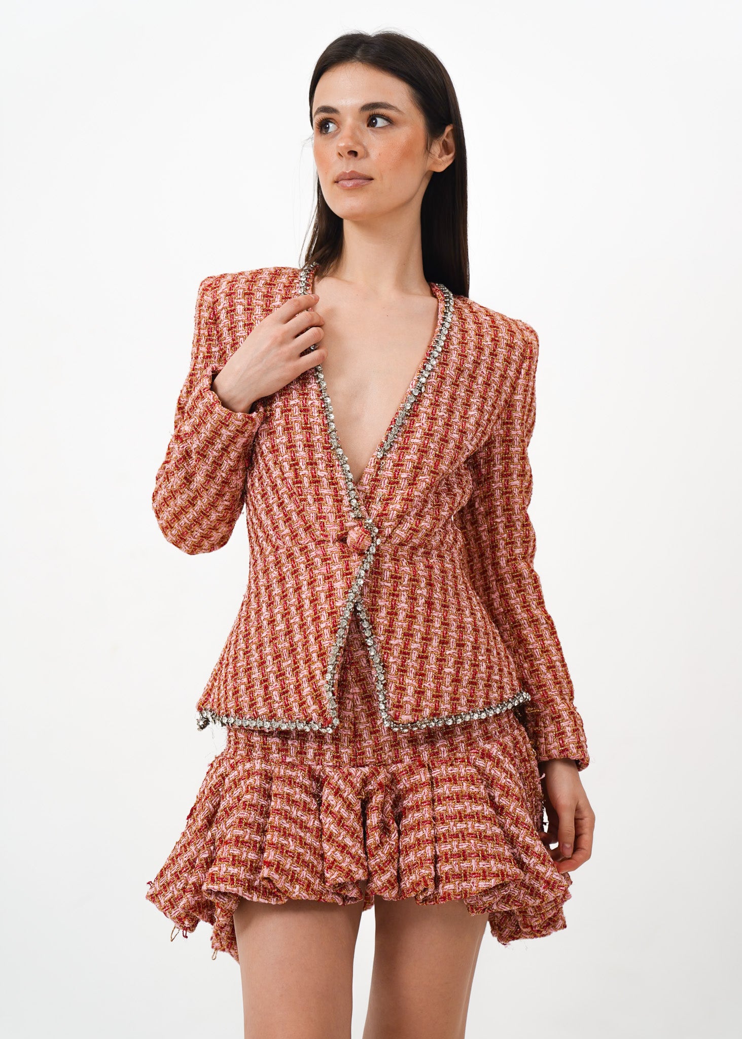 Red Tweed Suit Set