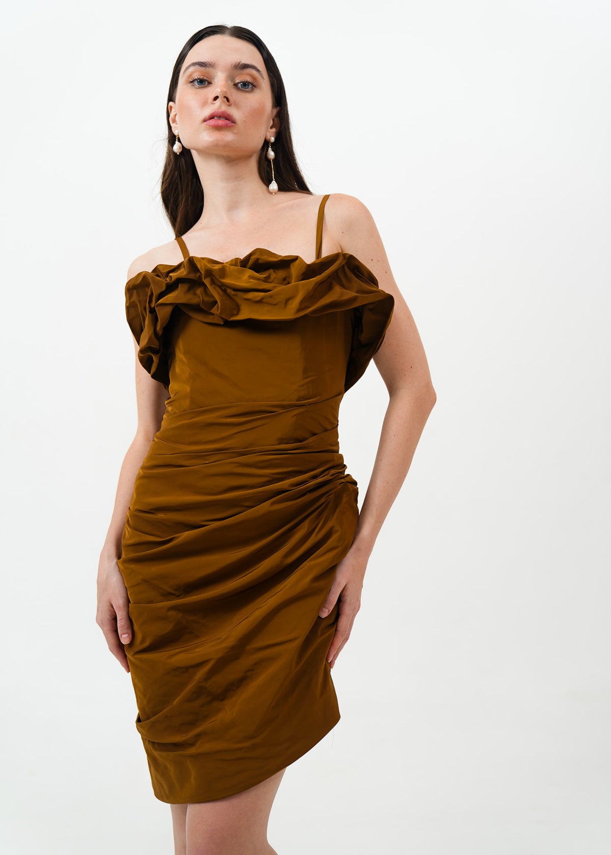 Black Taffeta Tailored Mini Dress