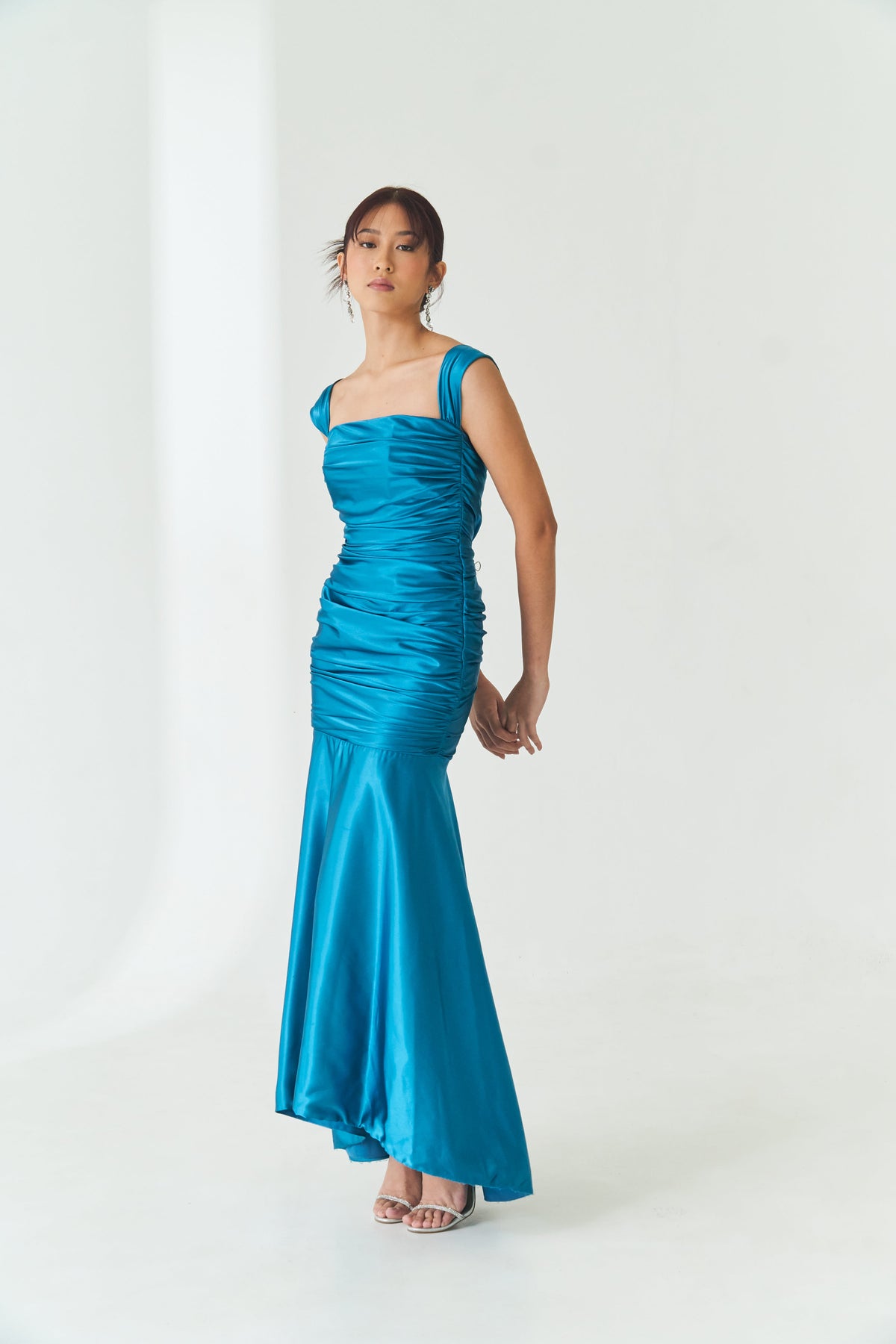 Teal Ruched Gown | VESTIDO