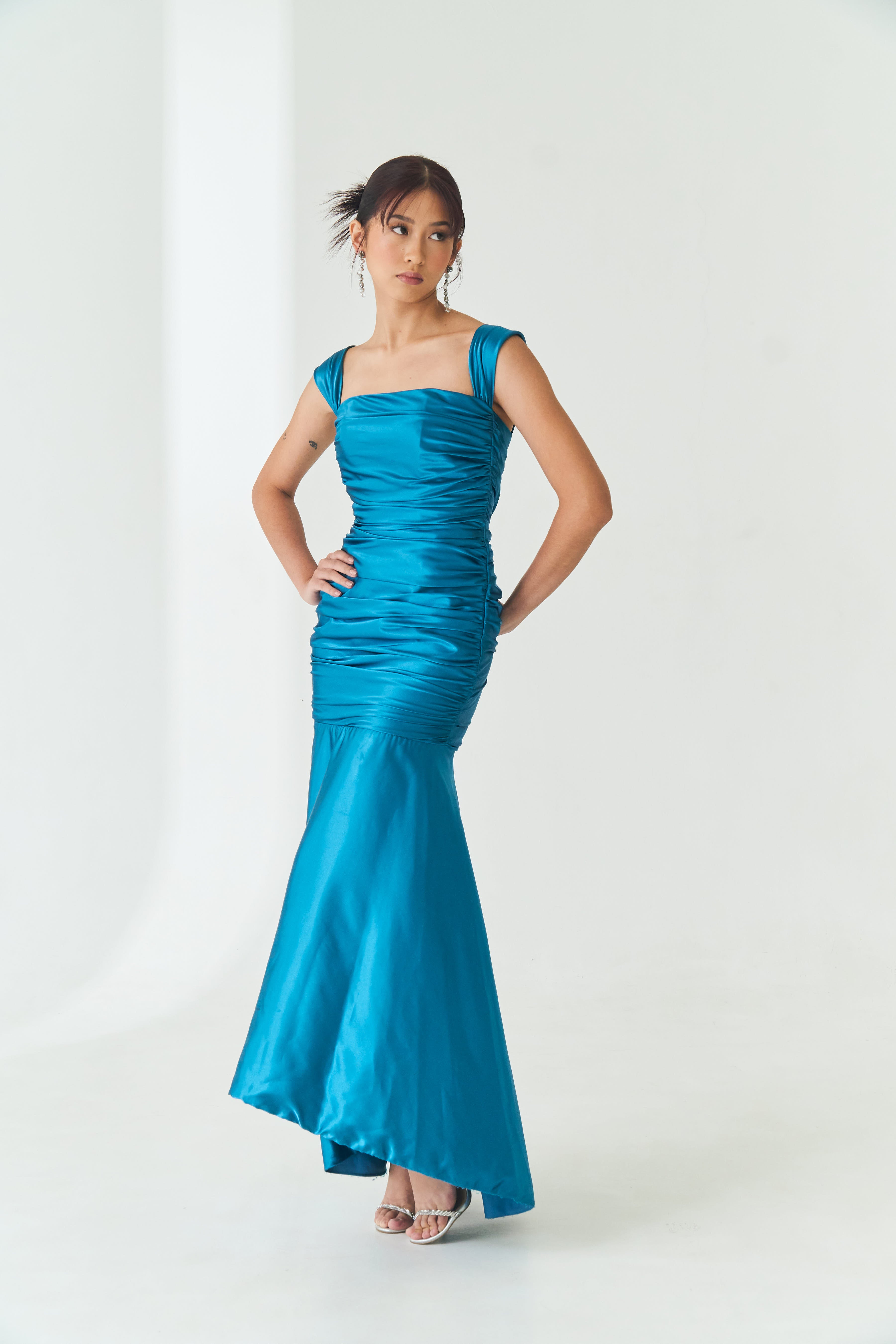 Teal Ruched Gown