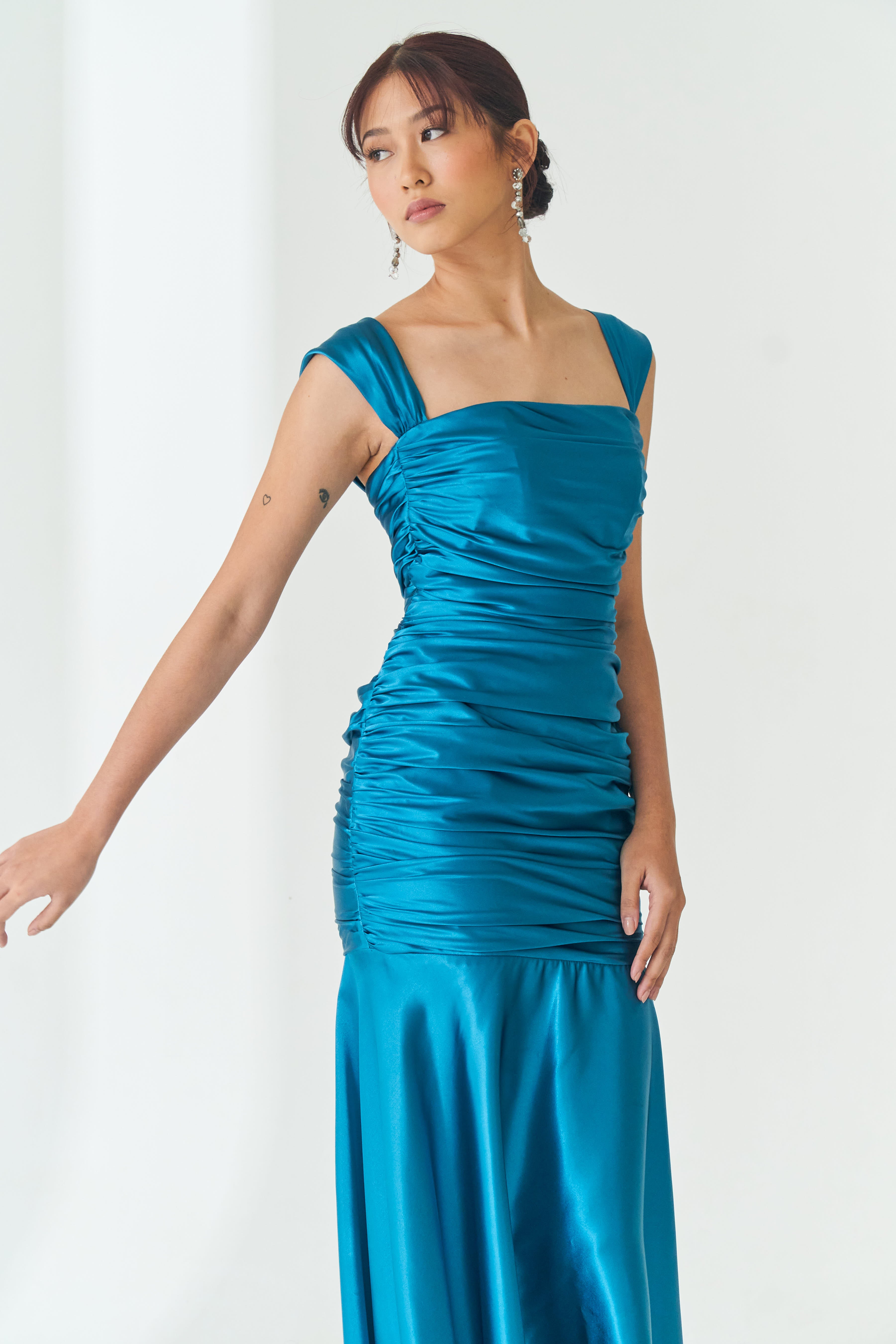 Teal Ruched Gown