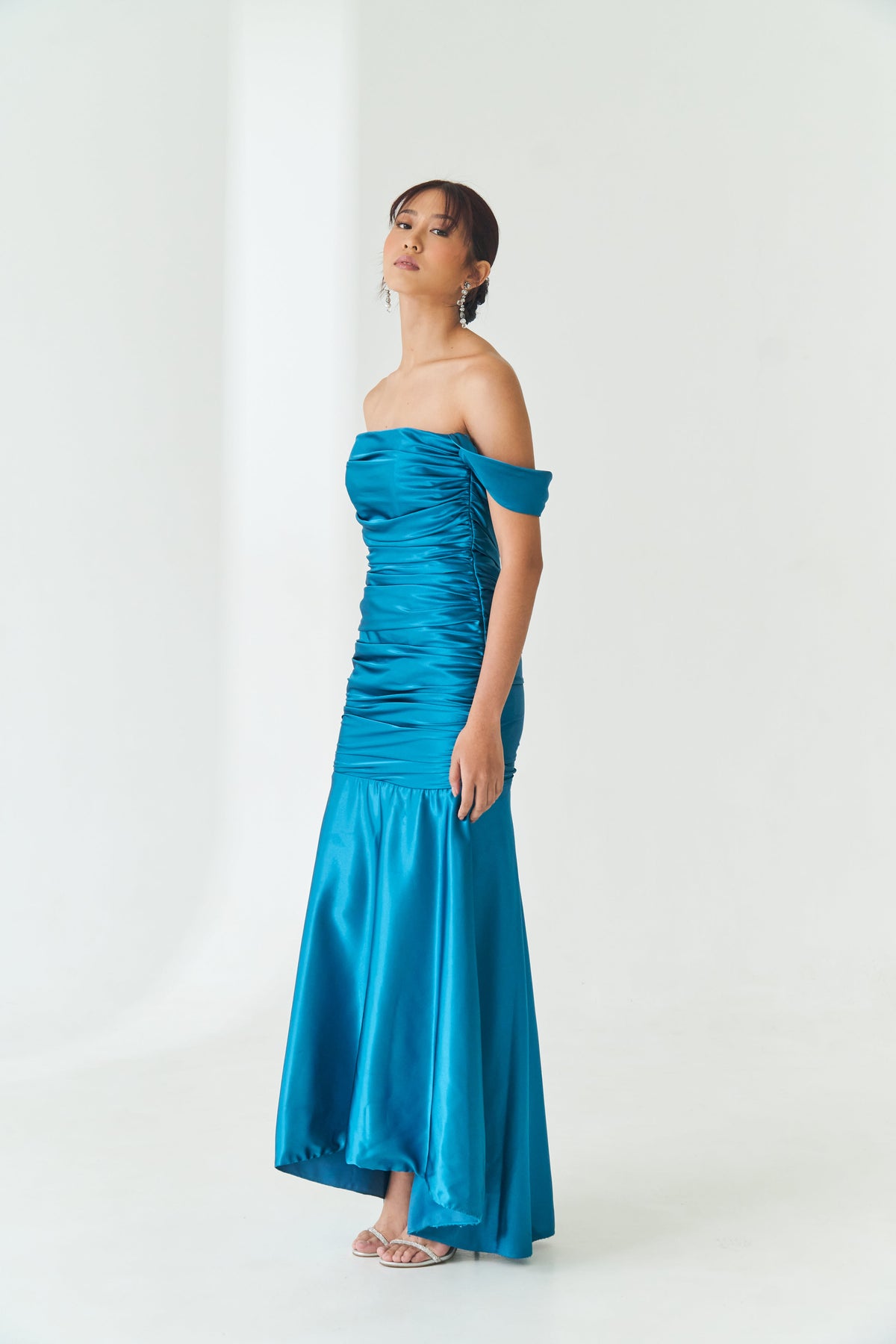 Teal Ruched Gown | VESTIDO