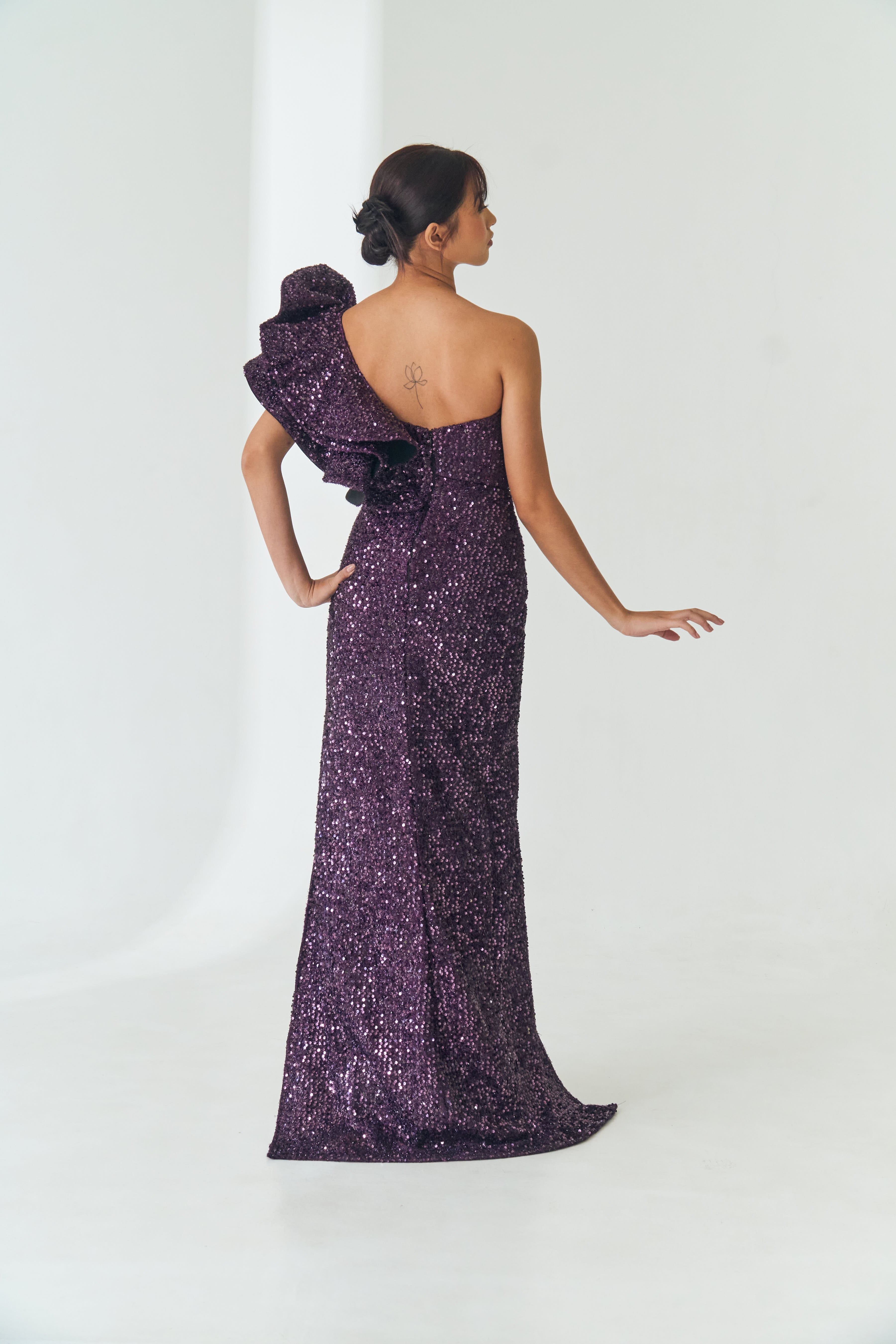 Sequin One Shoulder Gown