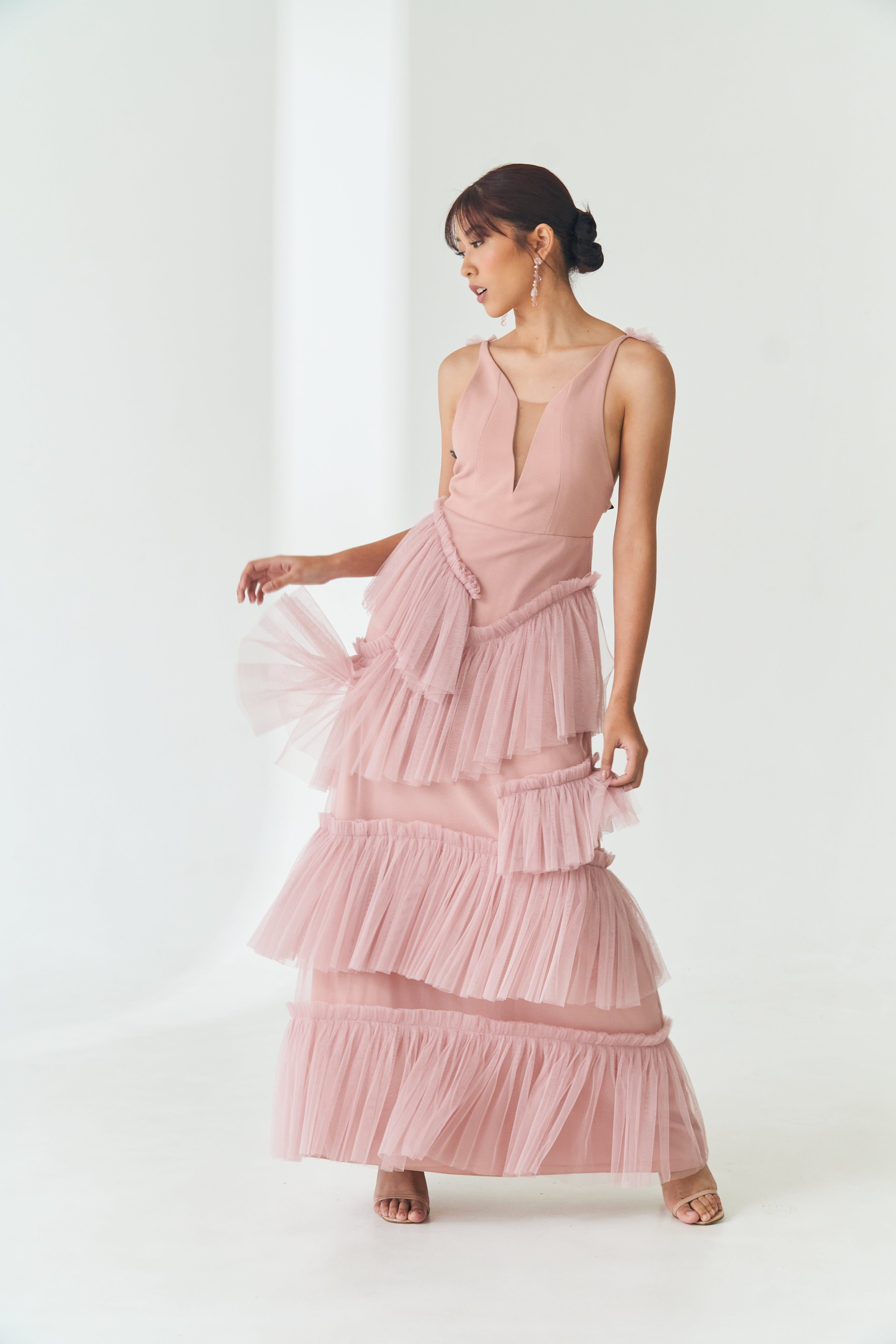 Pink Tulle Tiered Dress