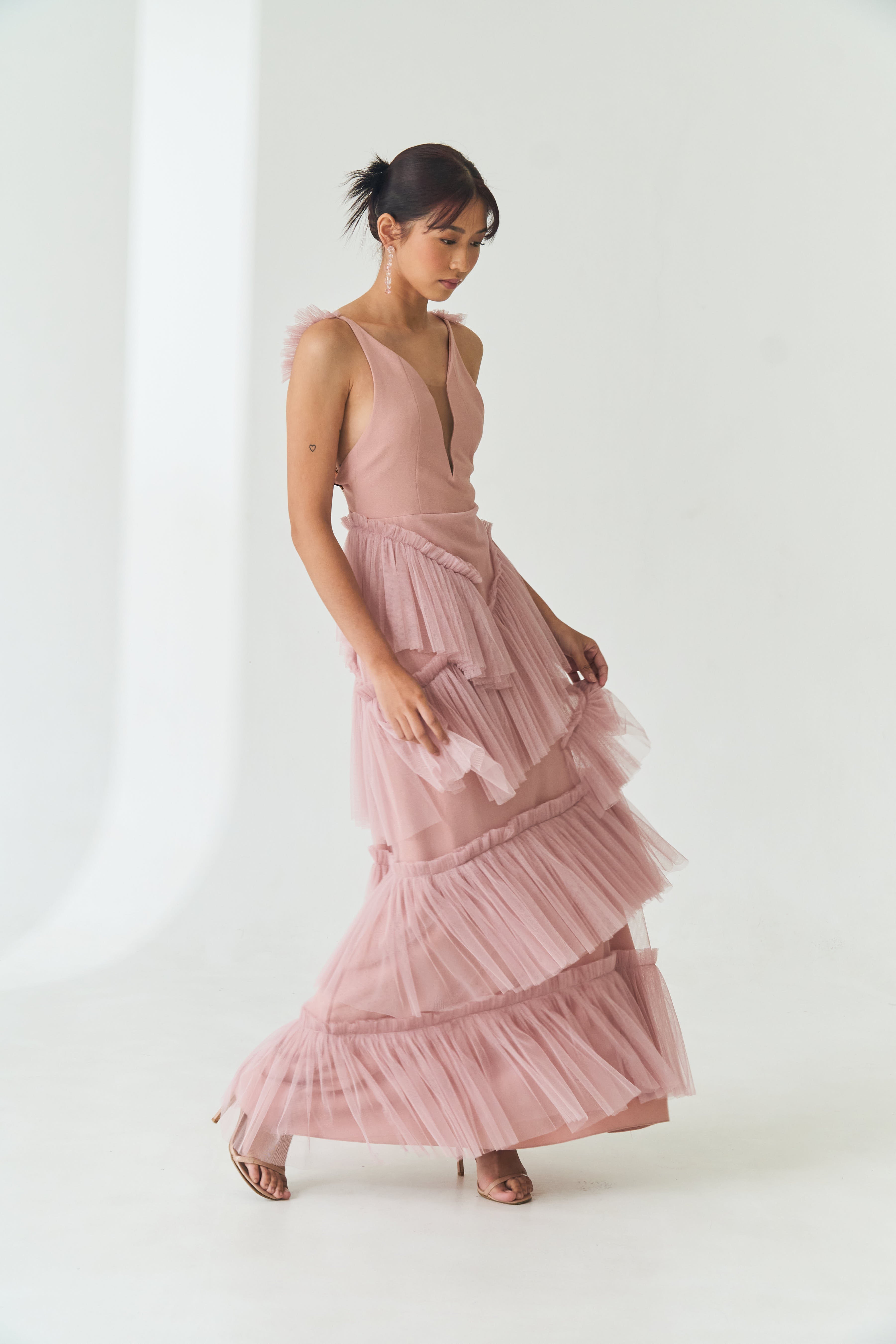 Pink Tulle Tiered Dress