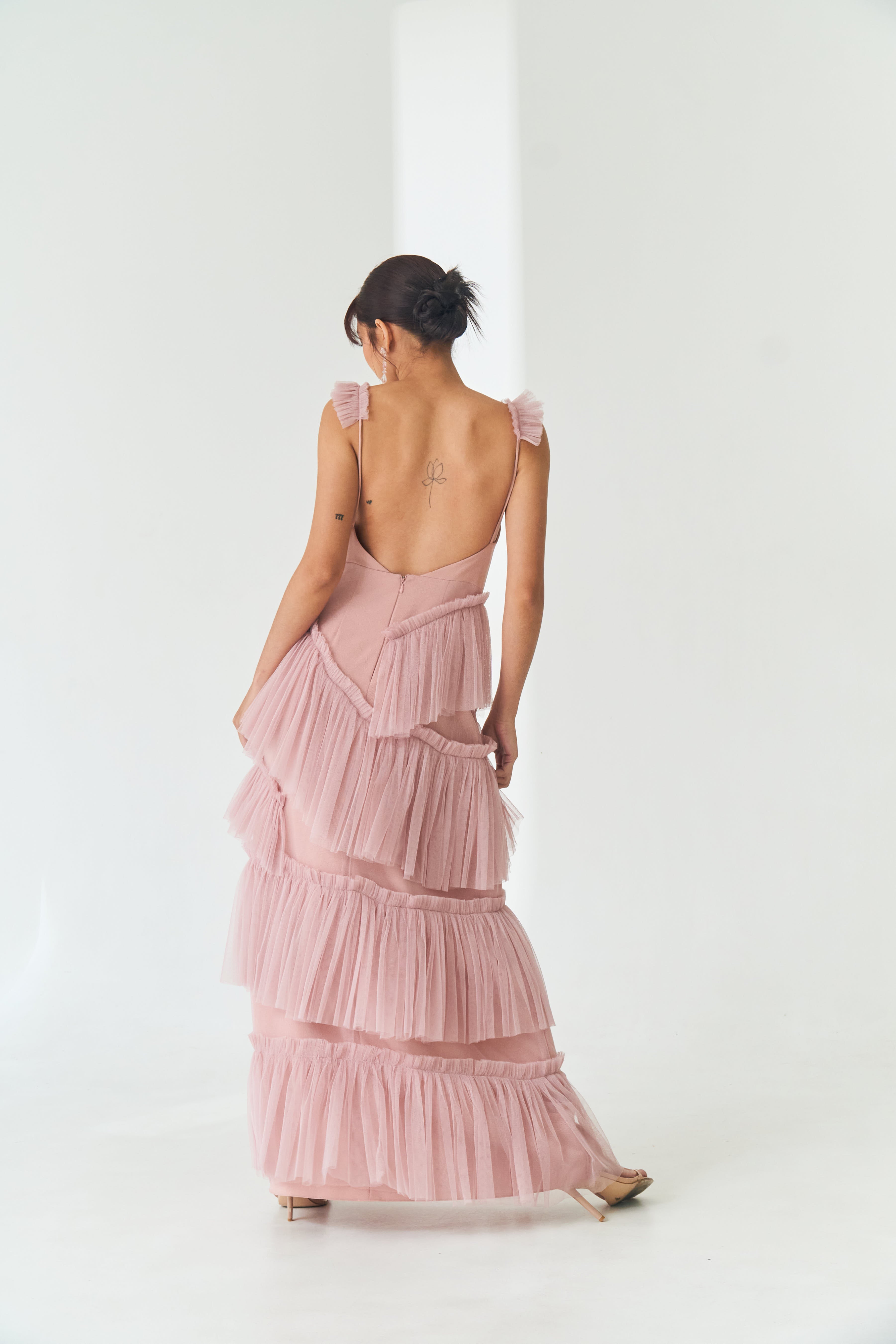 Pink Tulle Tiered Dress