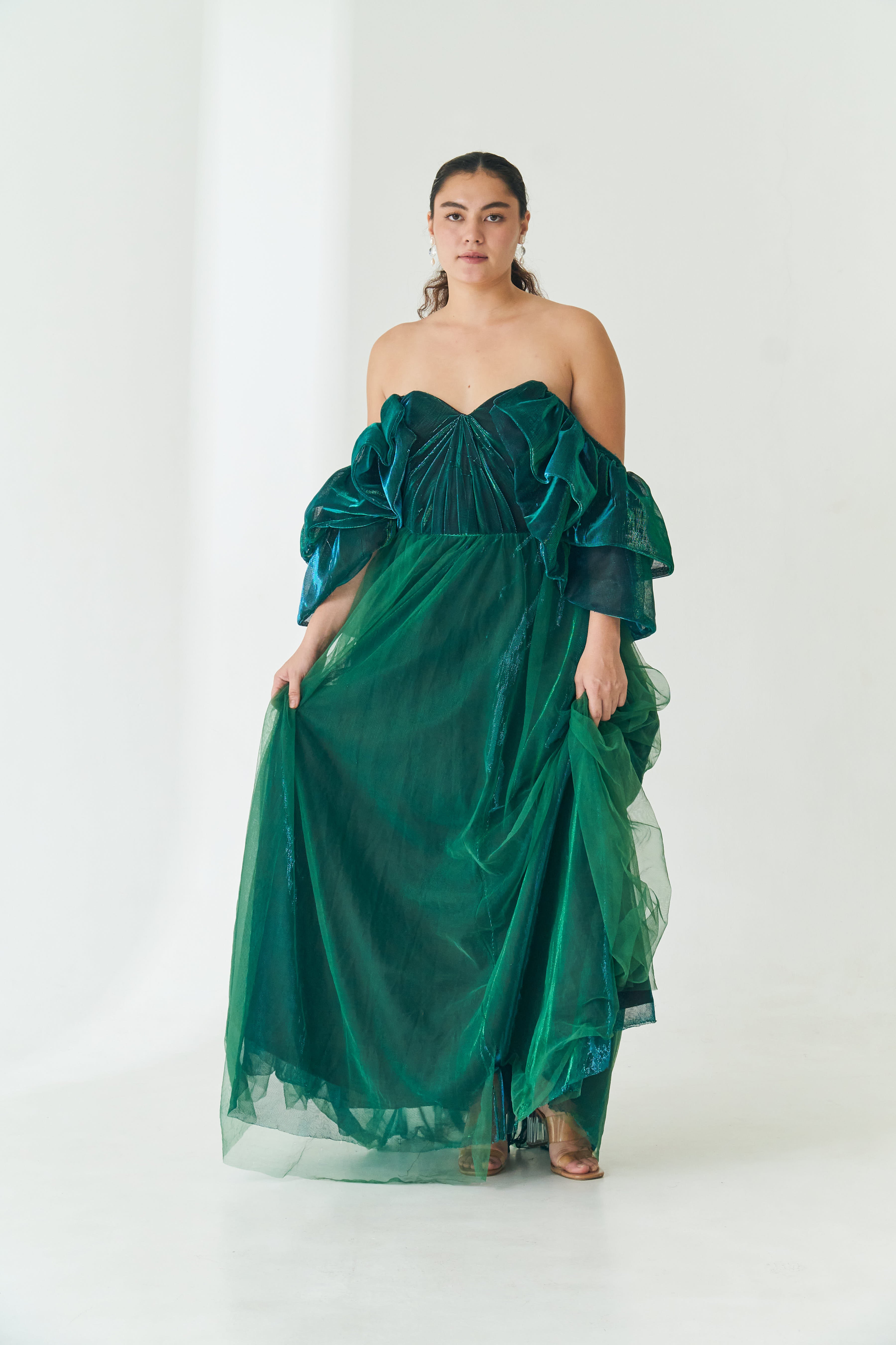 Green Puff Sleeve Gown