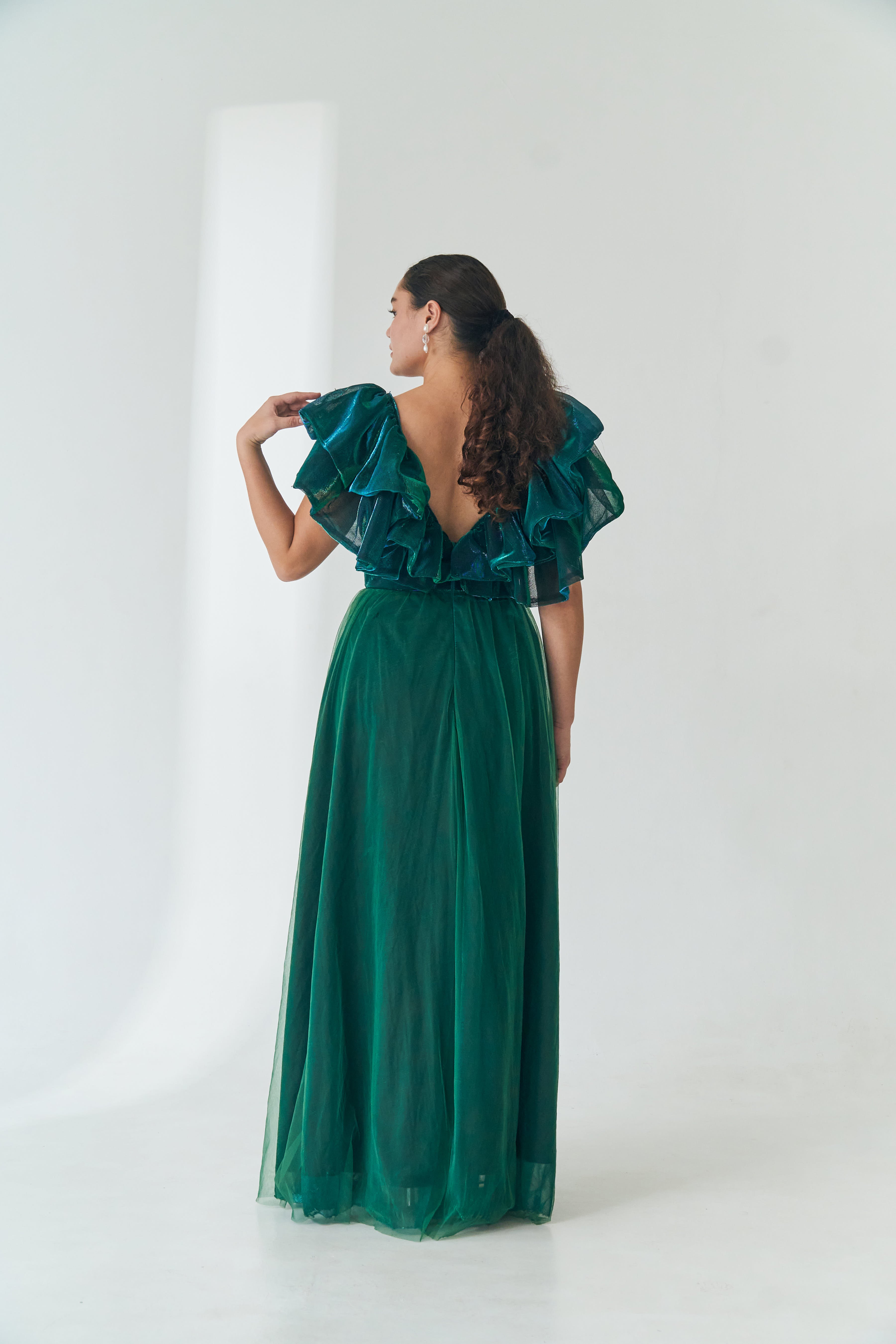 Green Puff Sleeve Gown