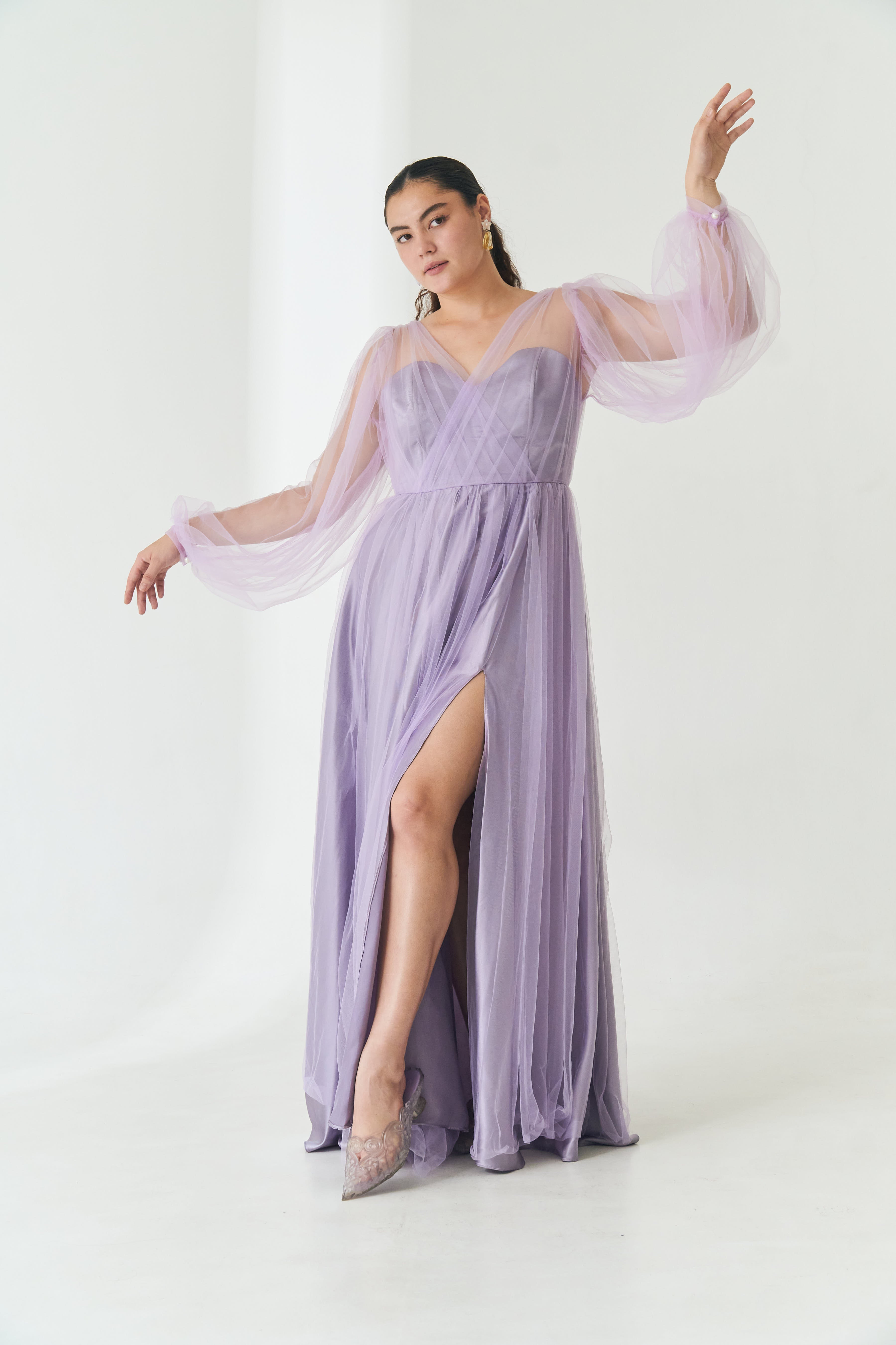 Purple Bishop Sleeve Longsleeve Gown