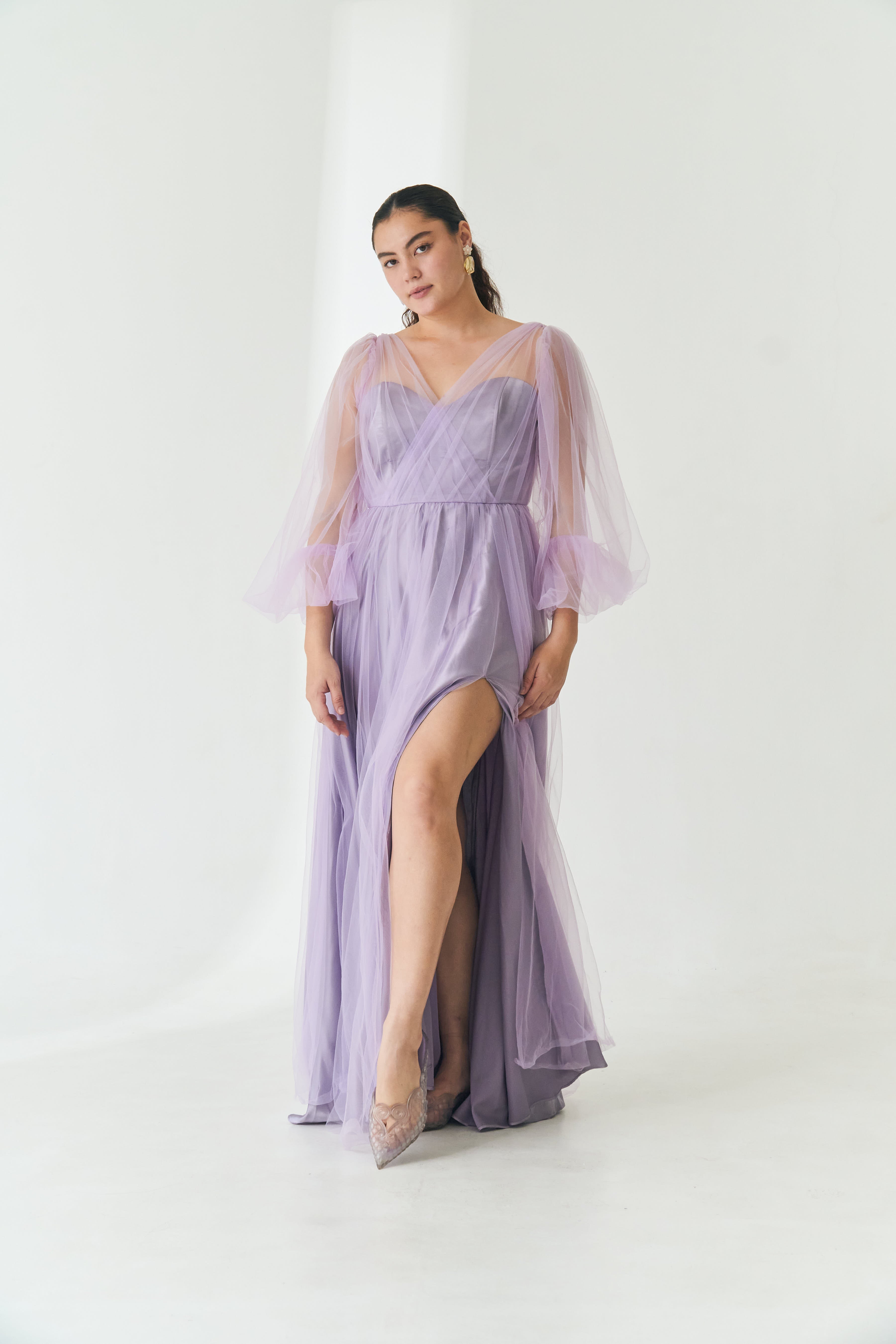 Purple Bishop Sleeve Longsleeve Gown