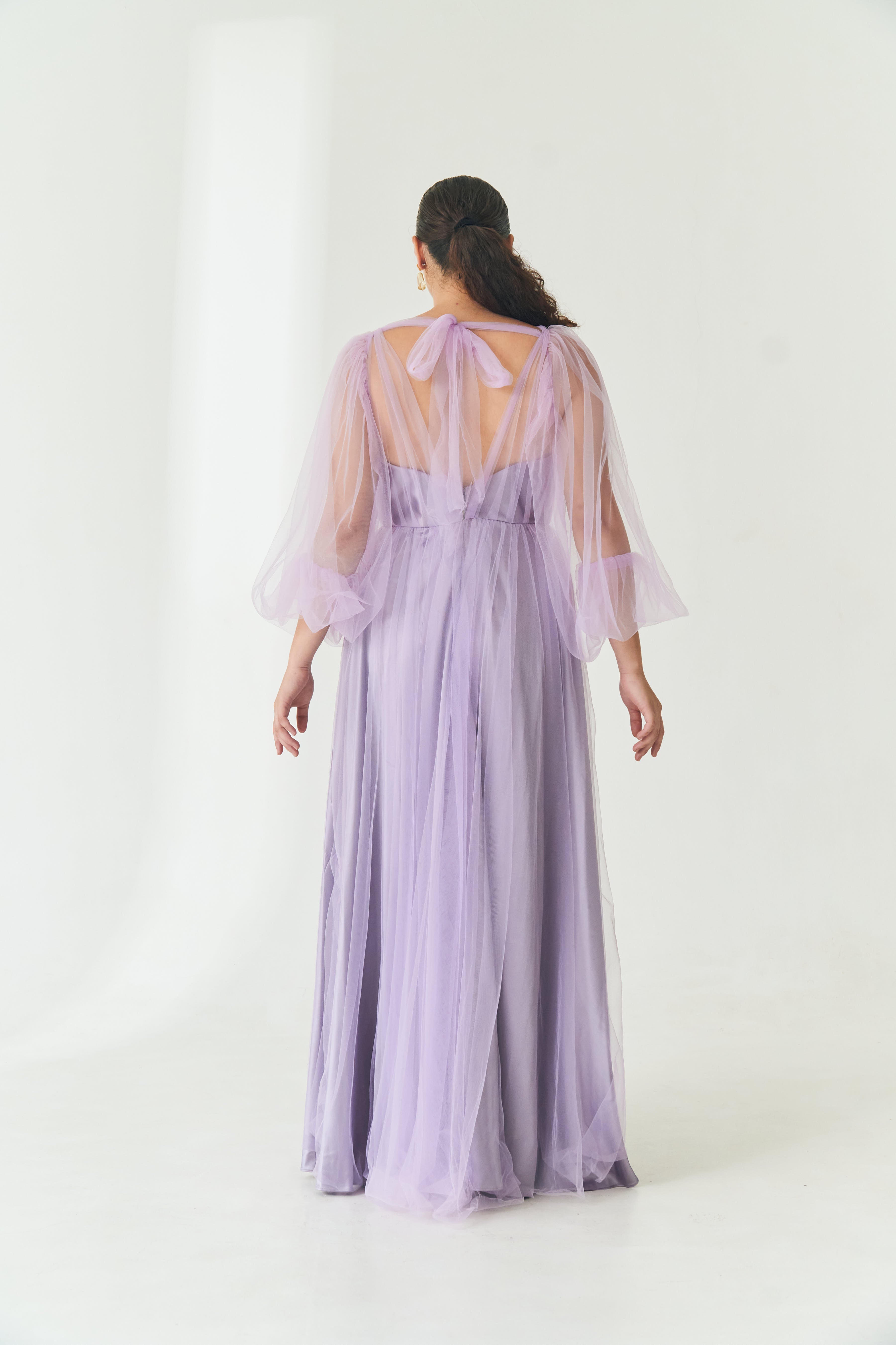 Purple Bishop Sleeve Longsleeve Gown