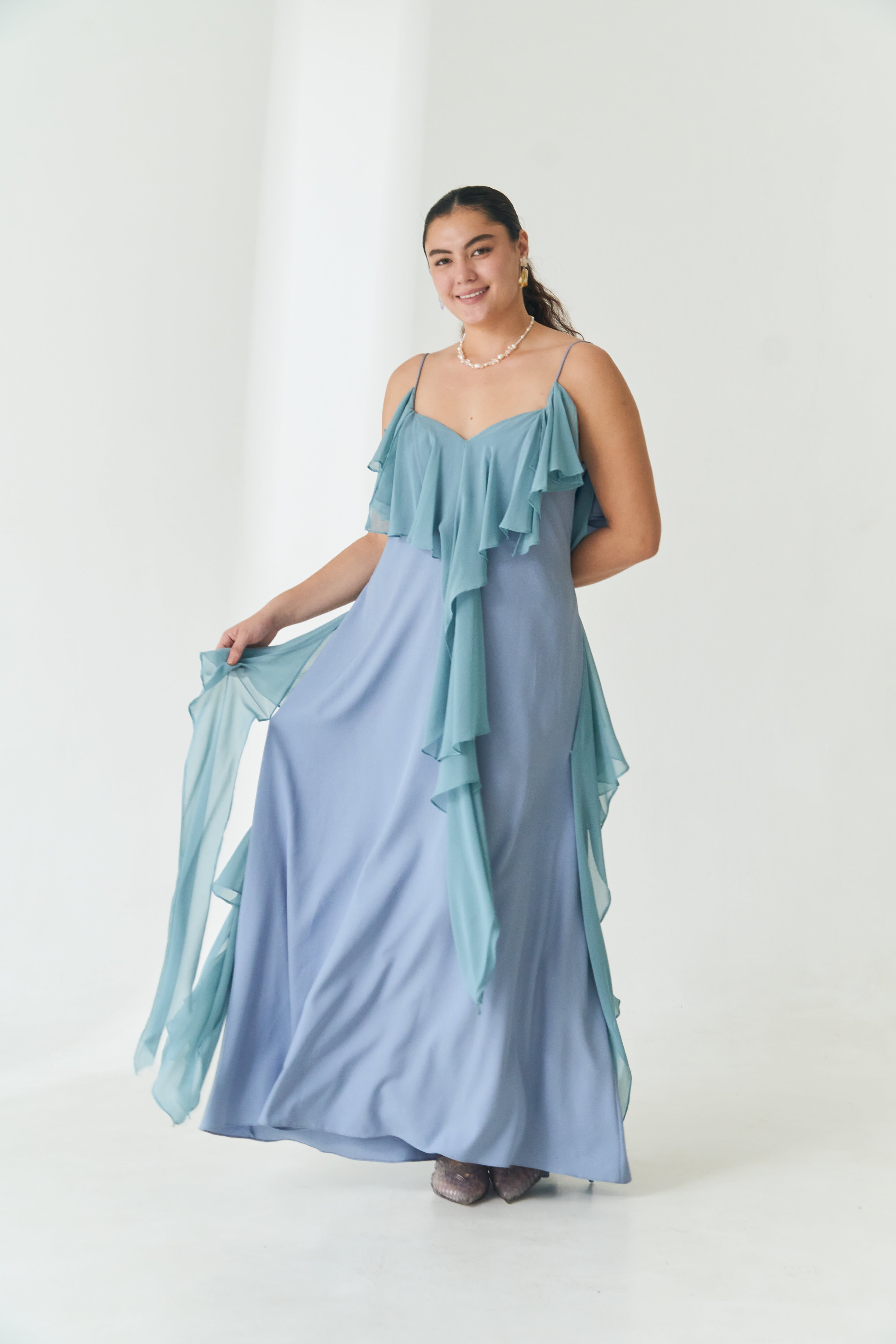 Blue Ruffle Tent Dress