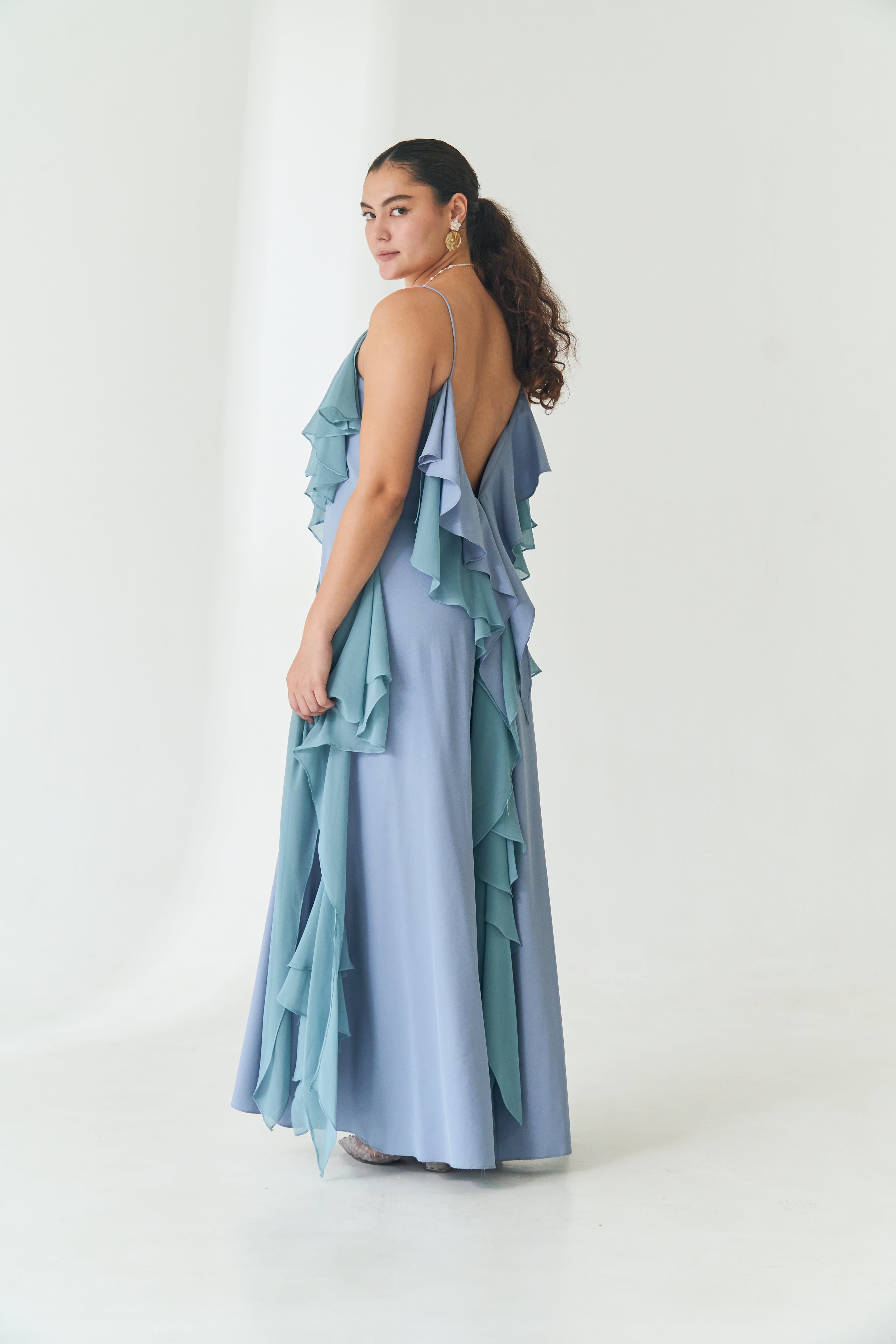 Blue Ruffle Tent Dress