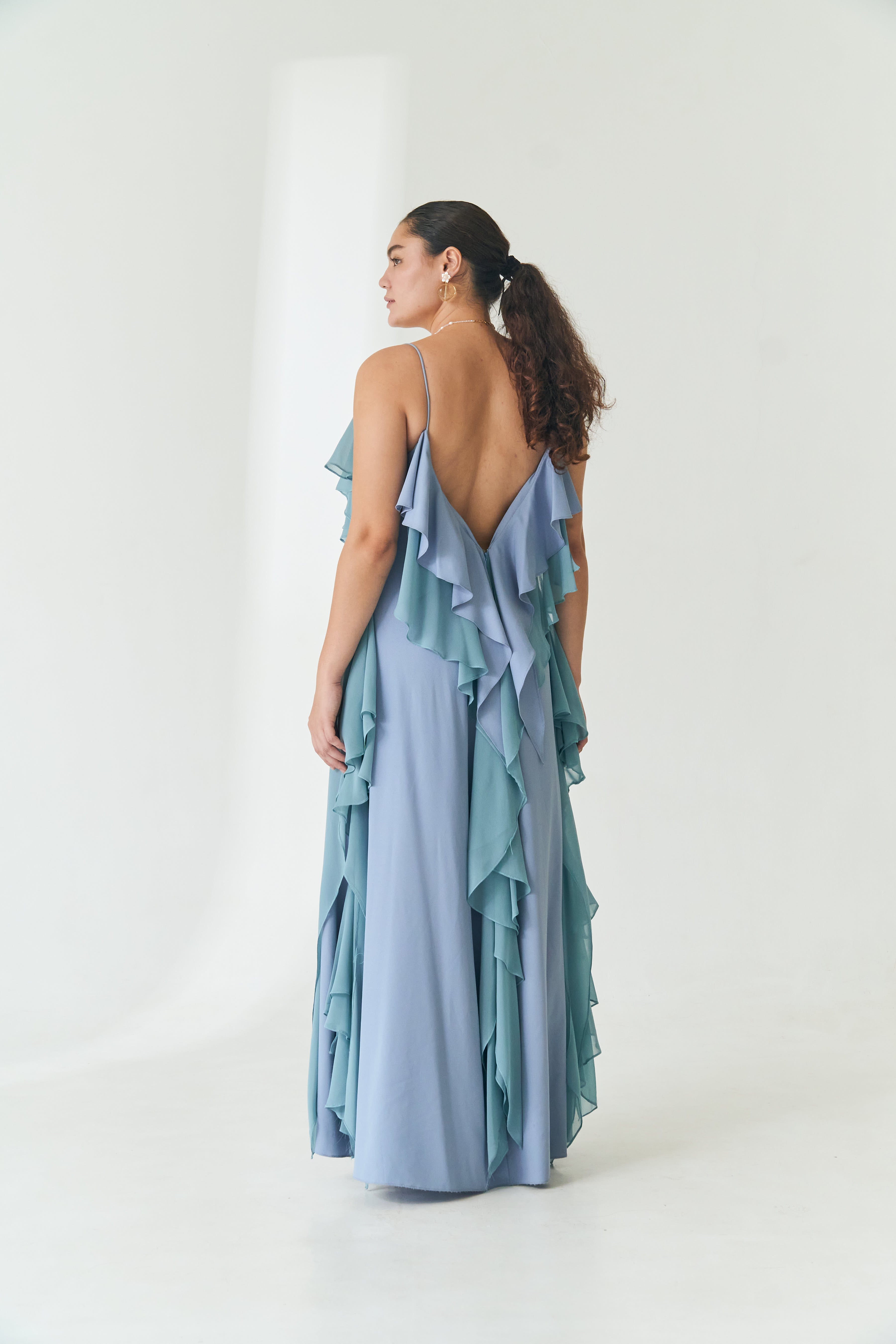 Blue Ruffle Tent Dress