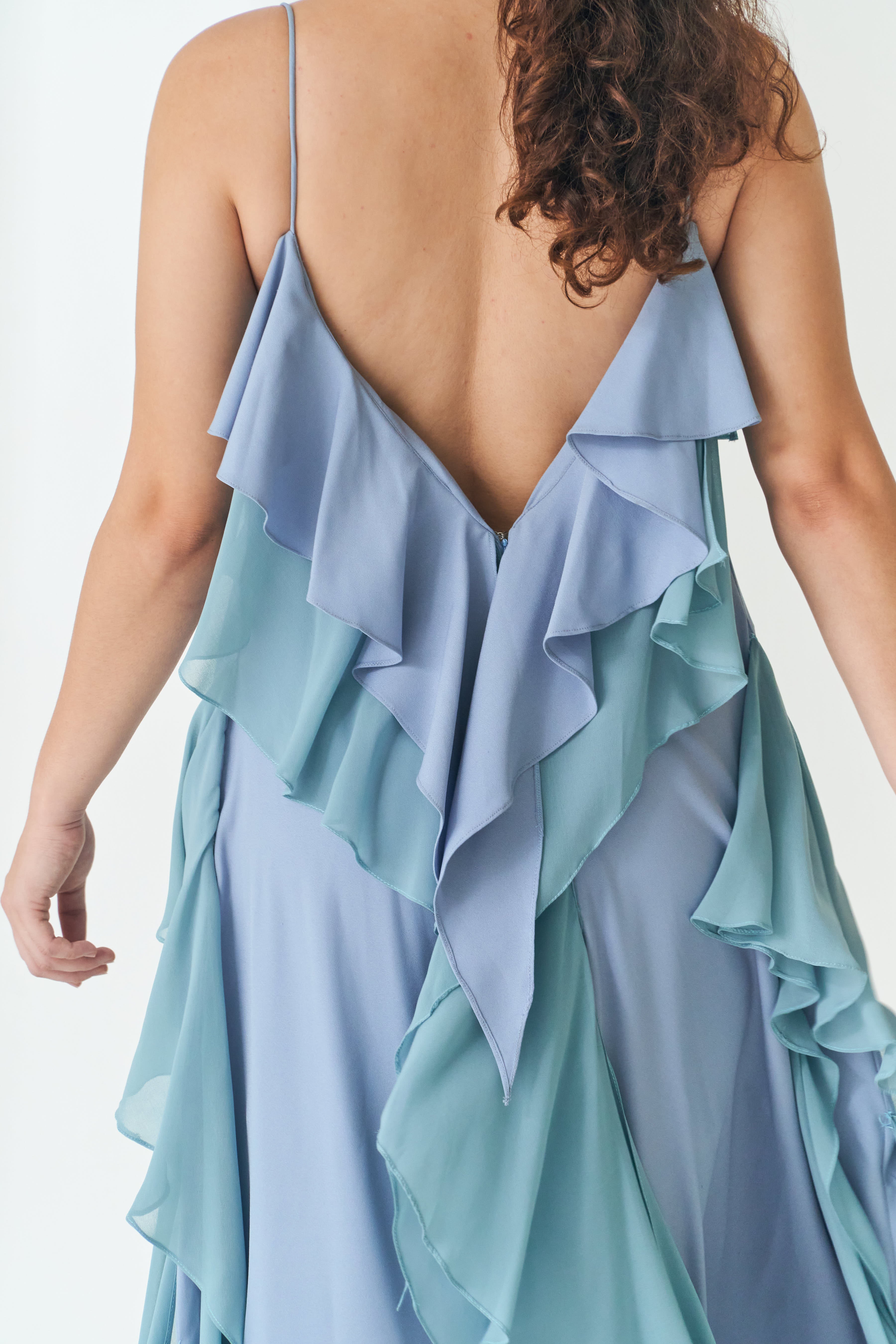 Blue Ruffle Tent Dress