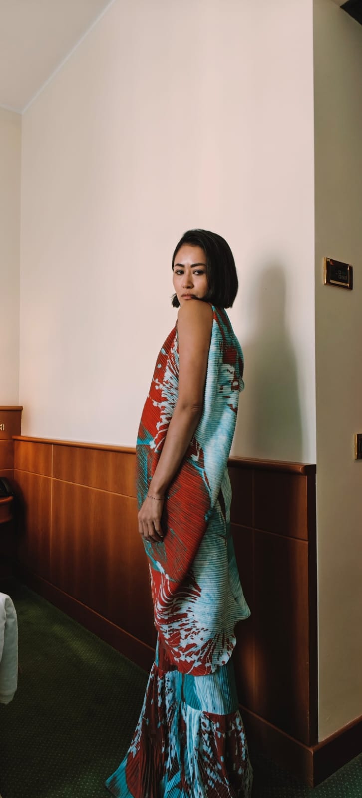 Printed Pleated Top and Skirt Set