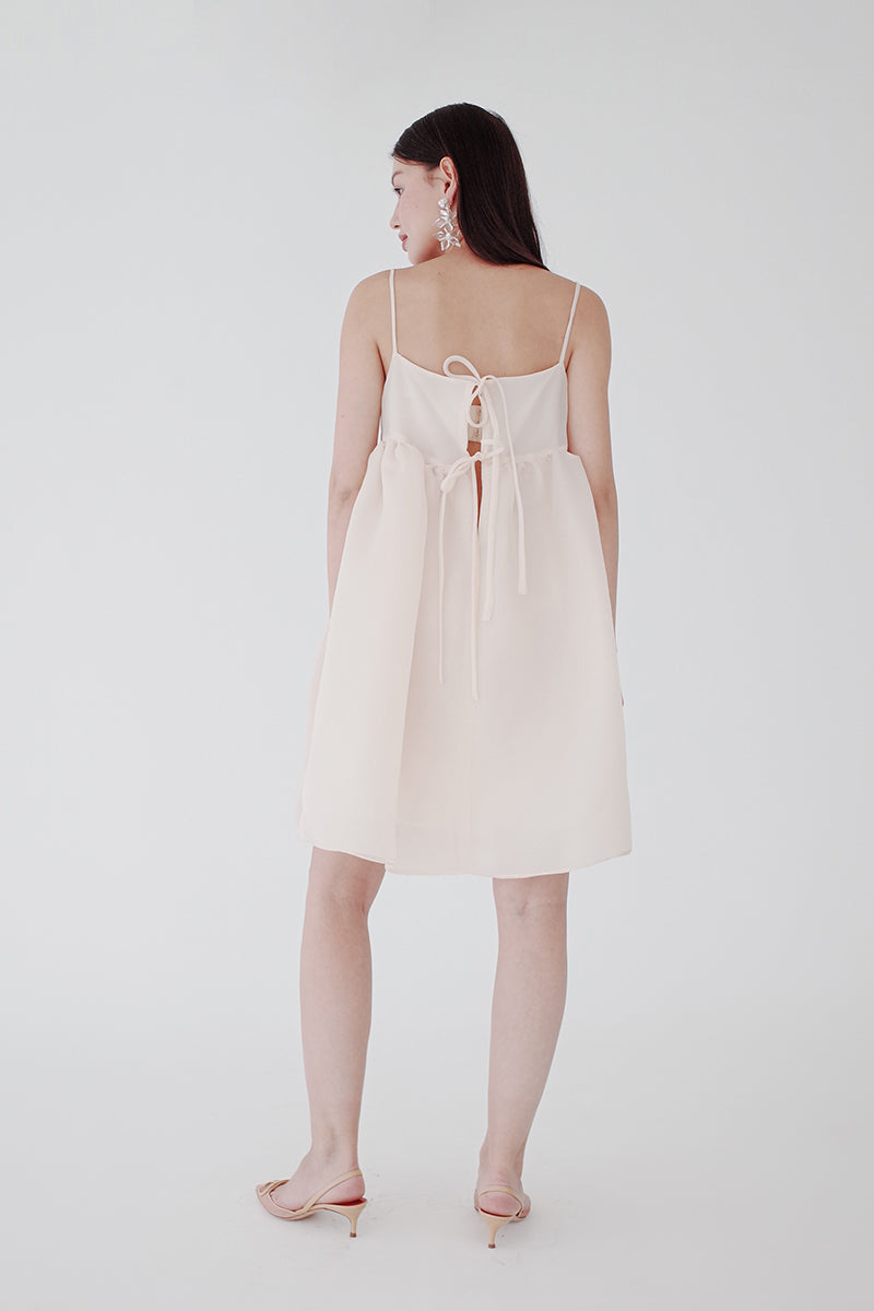 Cream Organza Mini Dress