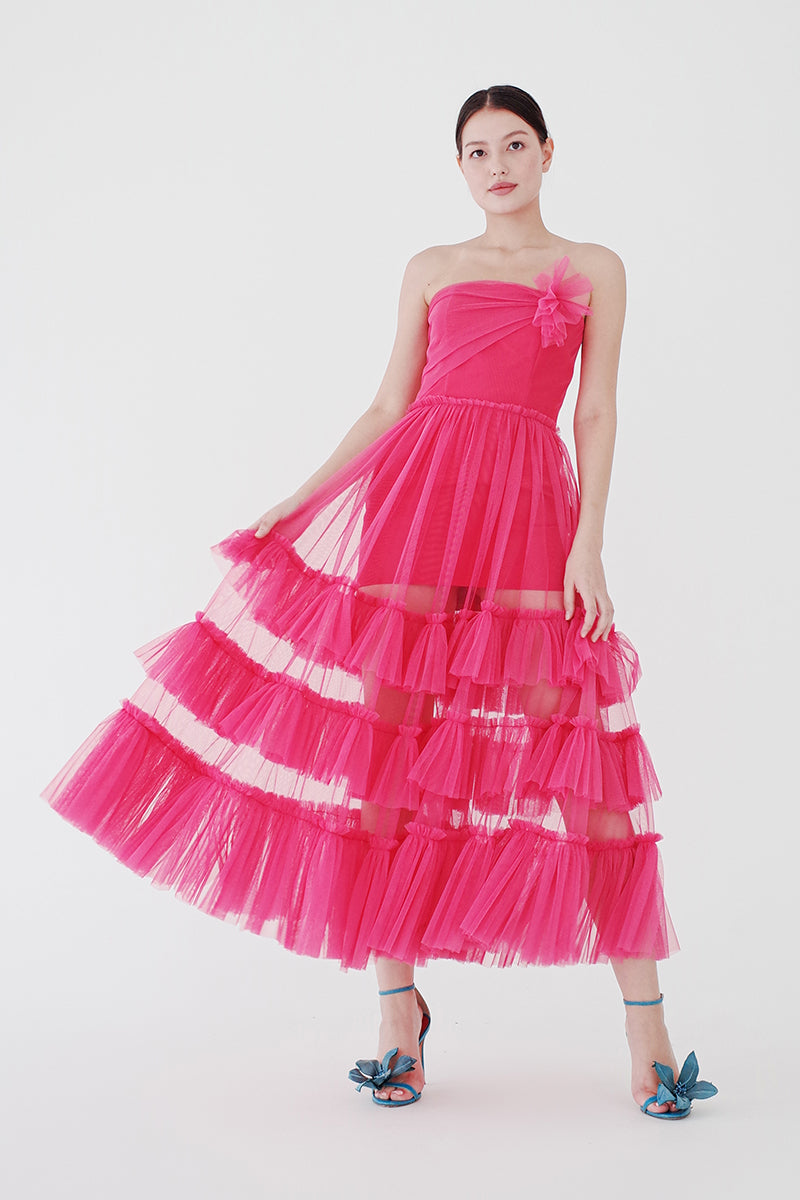 Hot Pink Tulle Gown