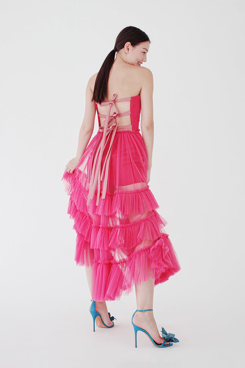 Hot Pink Tulle Gown