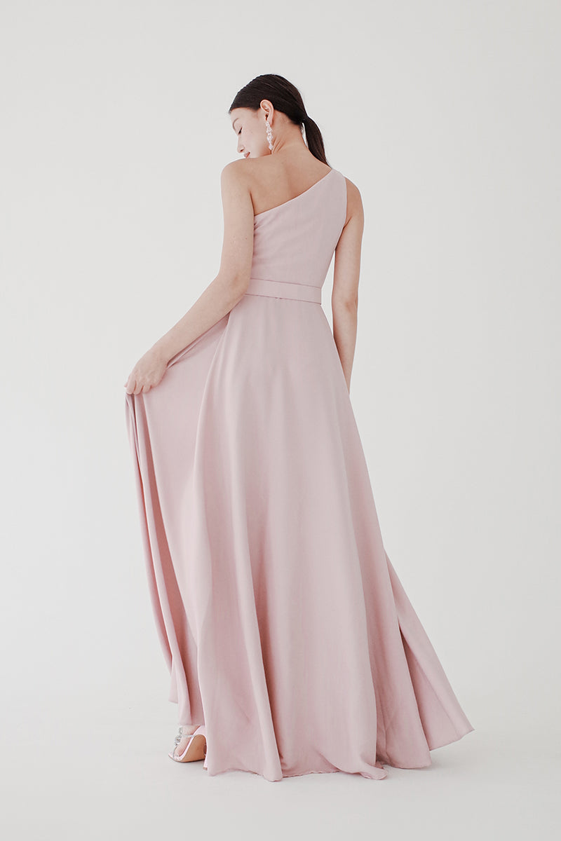 Baby Pink One Shoulder Gown